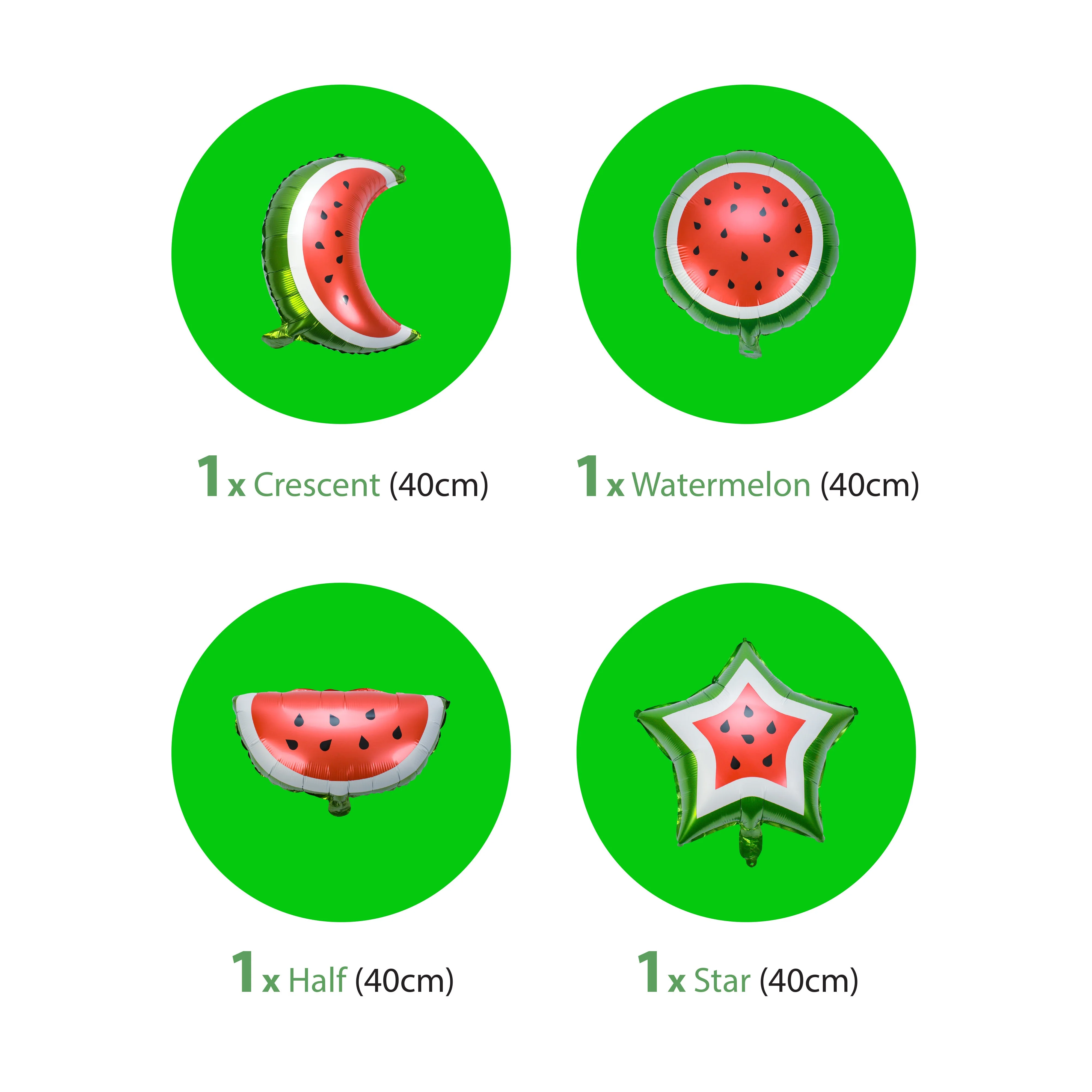 Watermelon, Crescent Moon & Star Foil Balloon Set - Ramadan & Eid Palestine Themed - Image 2