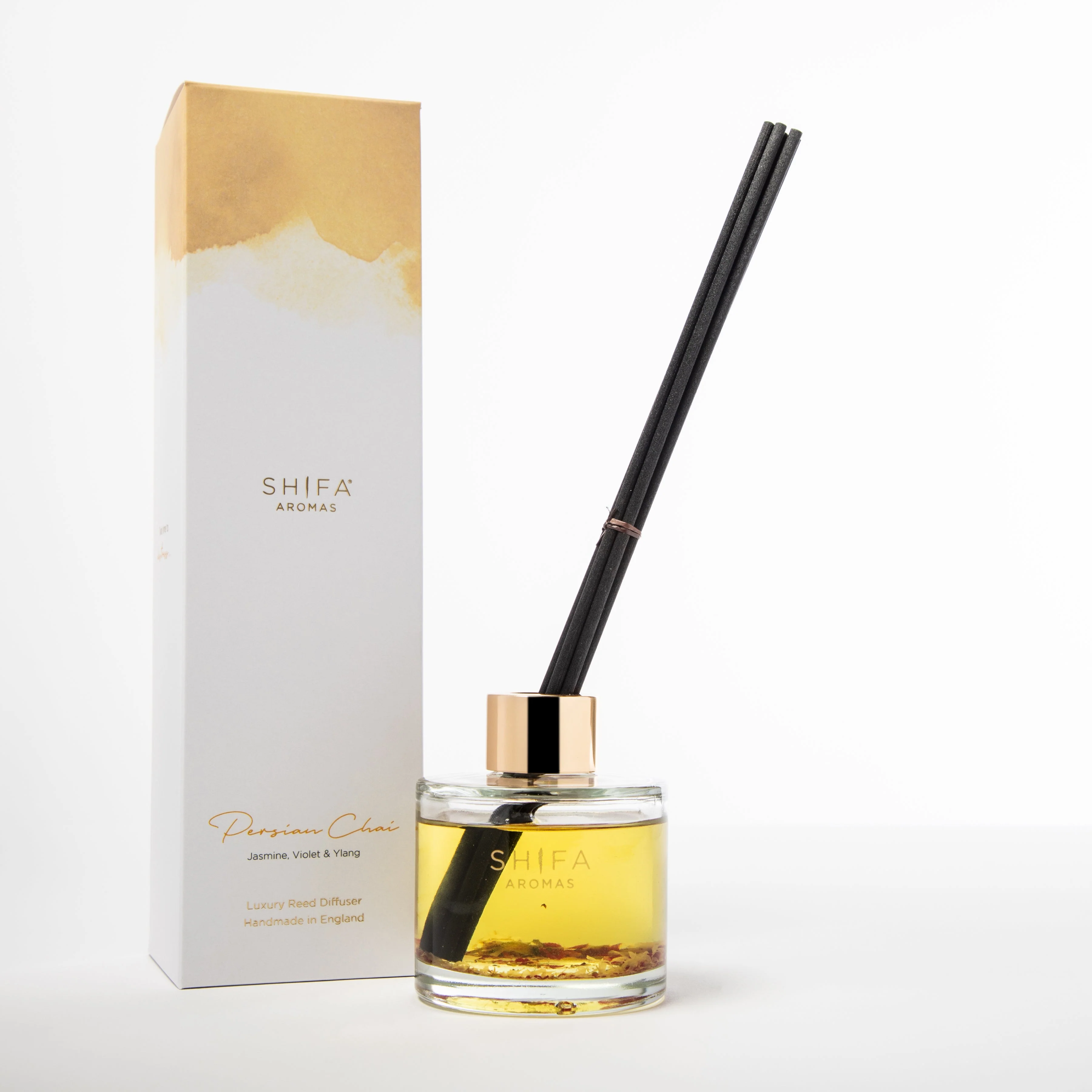 Persian Chai Reed Diffuser | Jasmine, Ylang-ylang & Violet | Take time to destress | Shifa Aromas