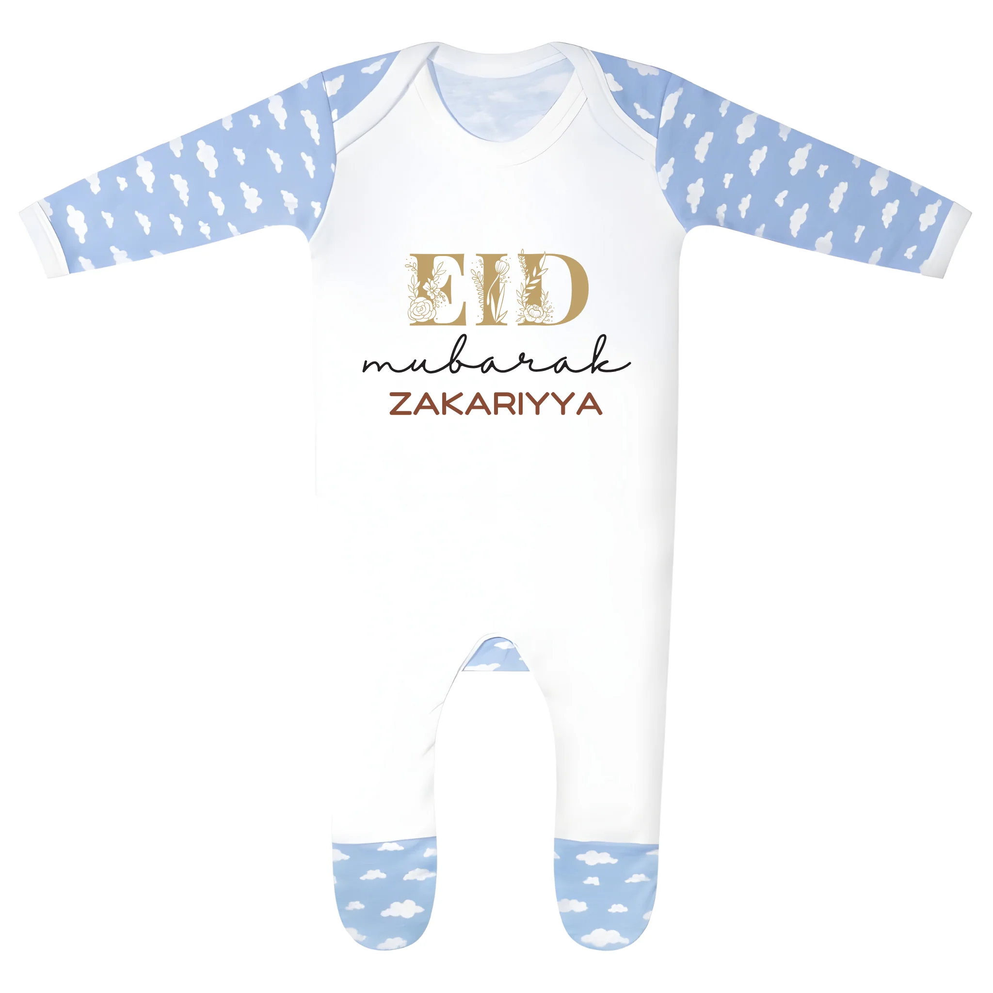 Personalised Eid Baby Cloud Print Rompersuit - Eid Bloom