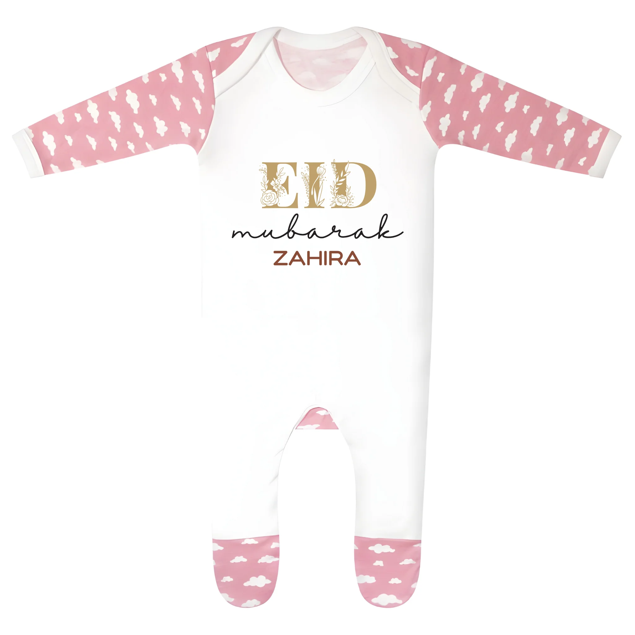 Personalised Eid Baby Cloud Print Rompersuit - Eid Bloom - Image 2