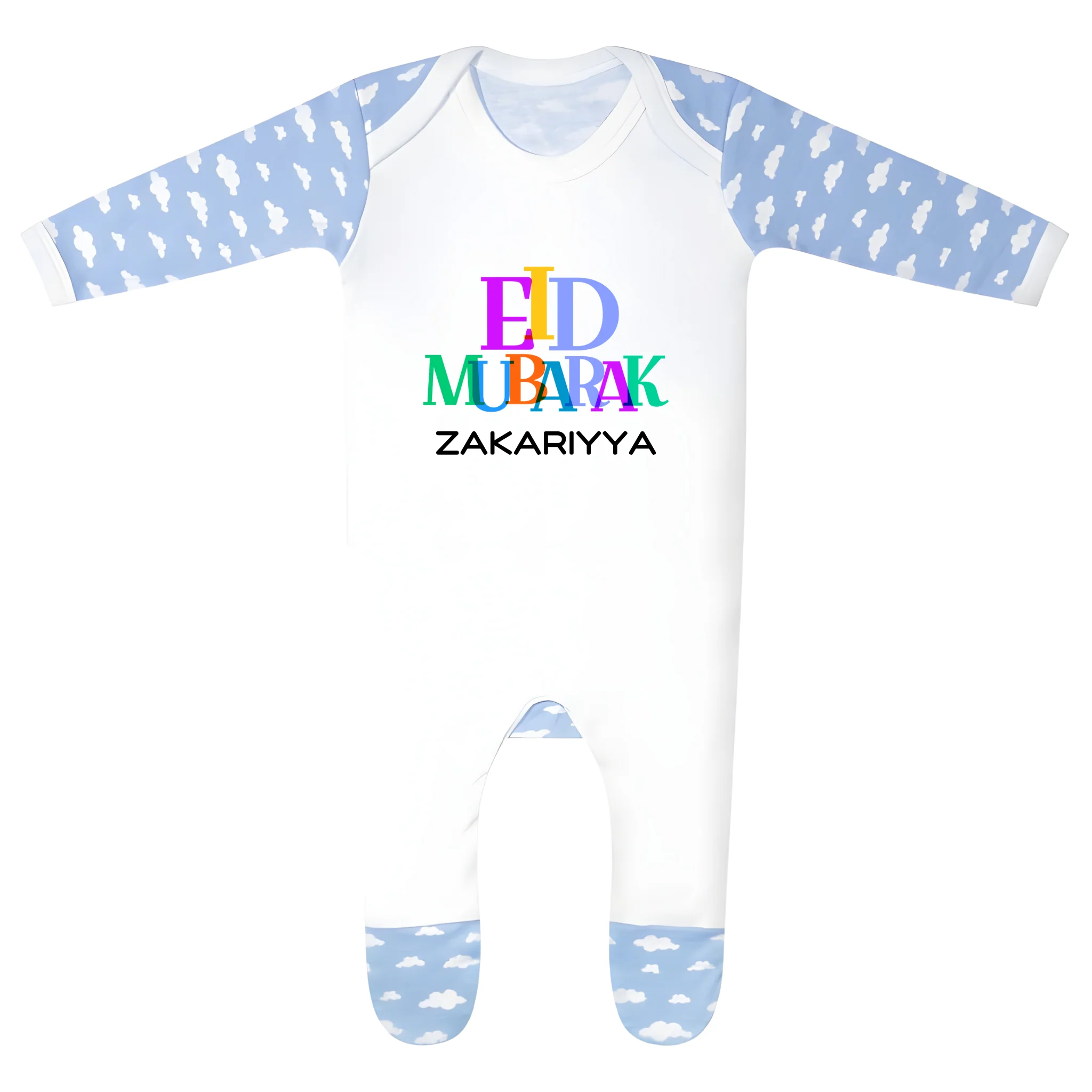 Personalised Eid Baby Cloud Print Rompersuit - Eid Radiance