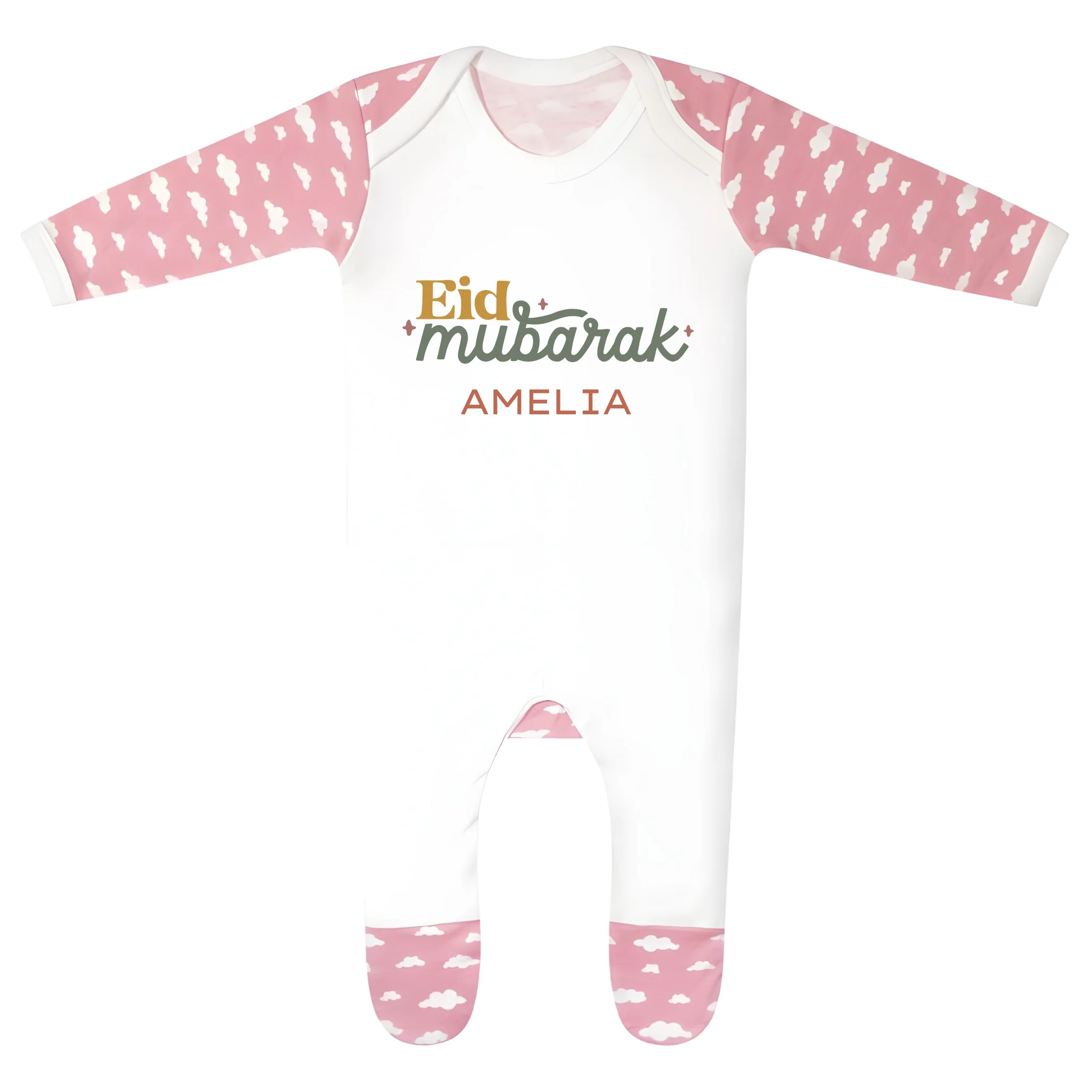 Personalised Eid Baby Cloud Print Rompersuit - Eid Whirl - Image 2