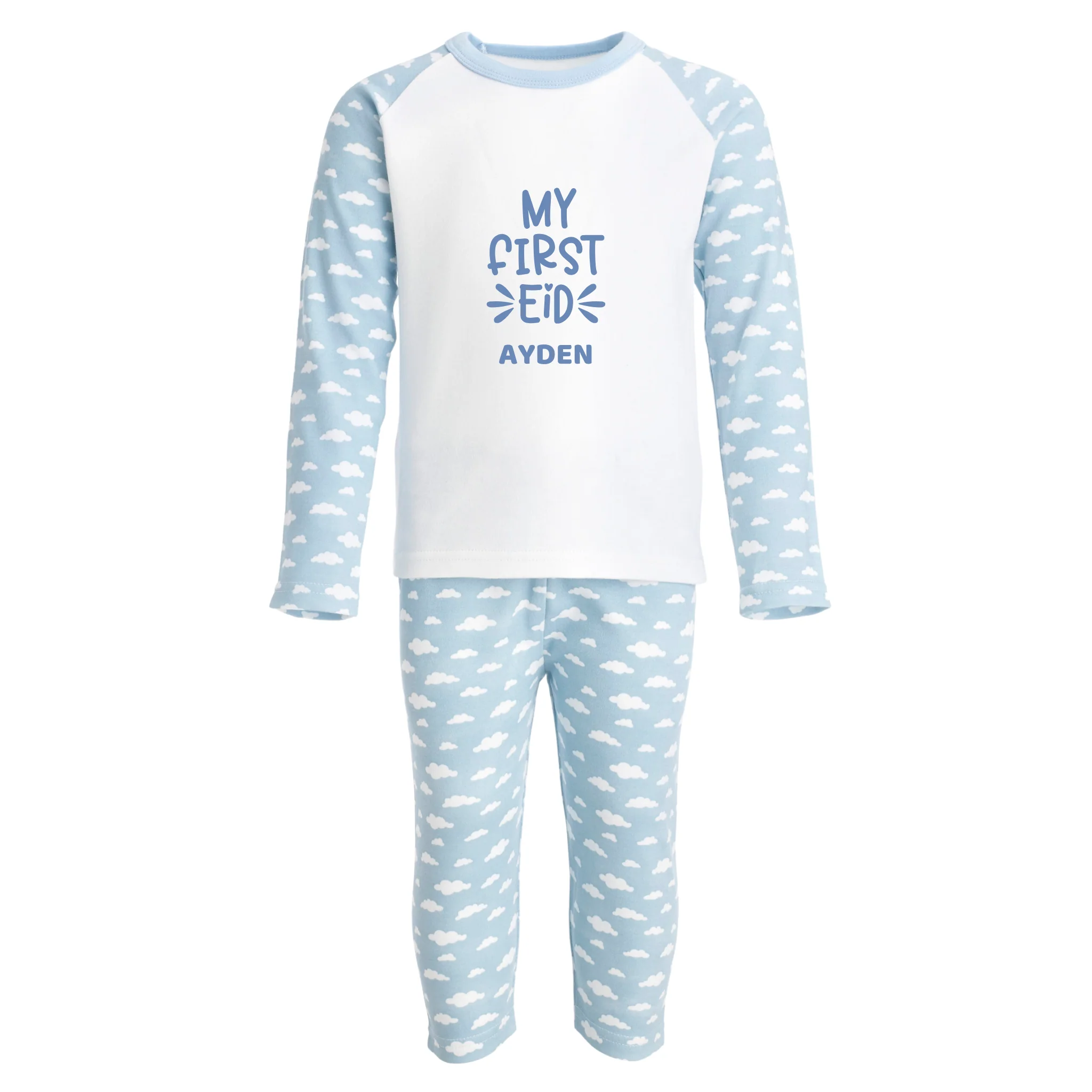 Personalised Eid Baby & Kids Cloud Print Pyjamas – First Eid Love
