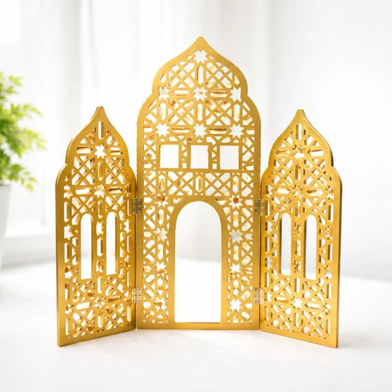Premium Gold Islamic Geometric Screen Panel – Ramadan Eid Statement Decor