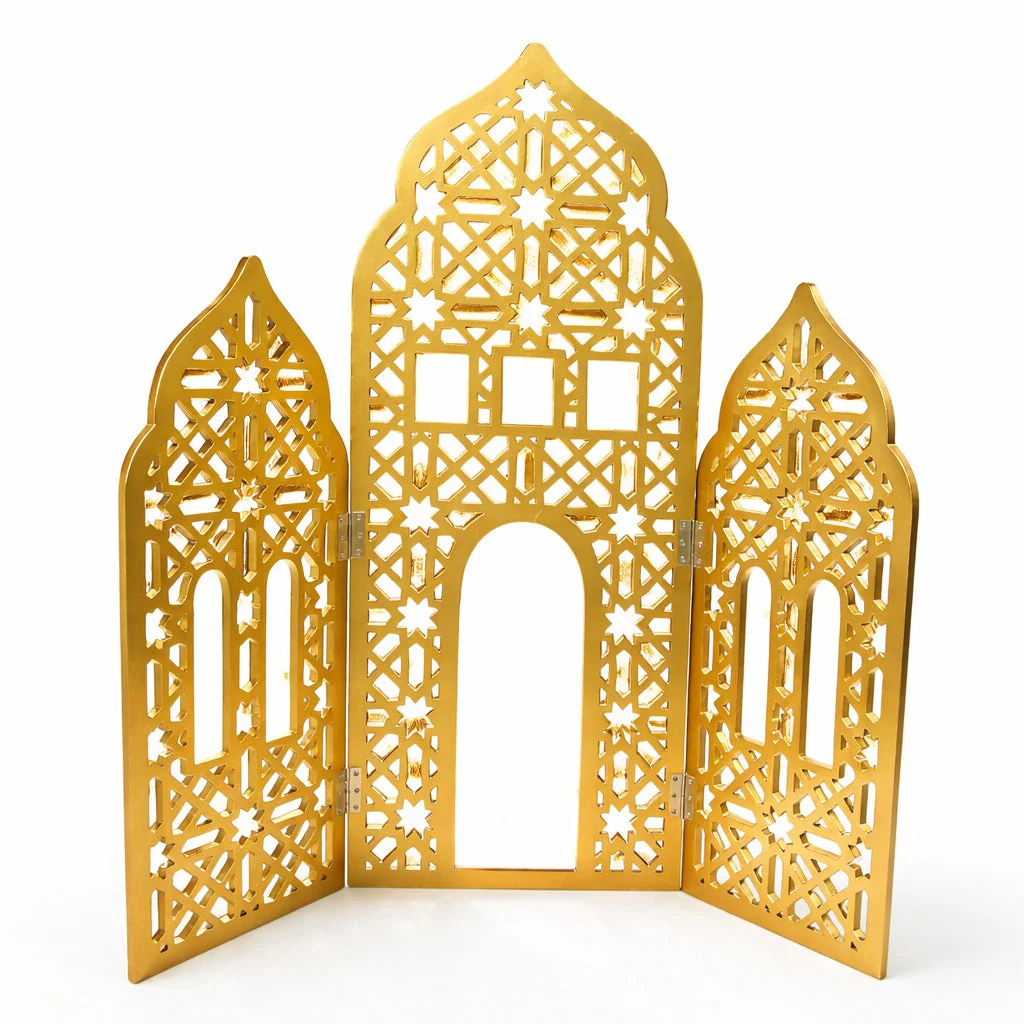 Premium Gold Islamic Geometric Screen Panel – Ramadan Eid Statement Decor - Image 2