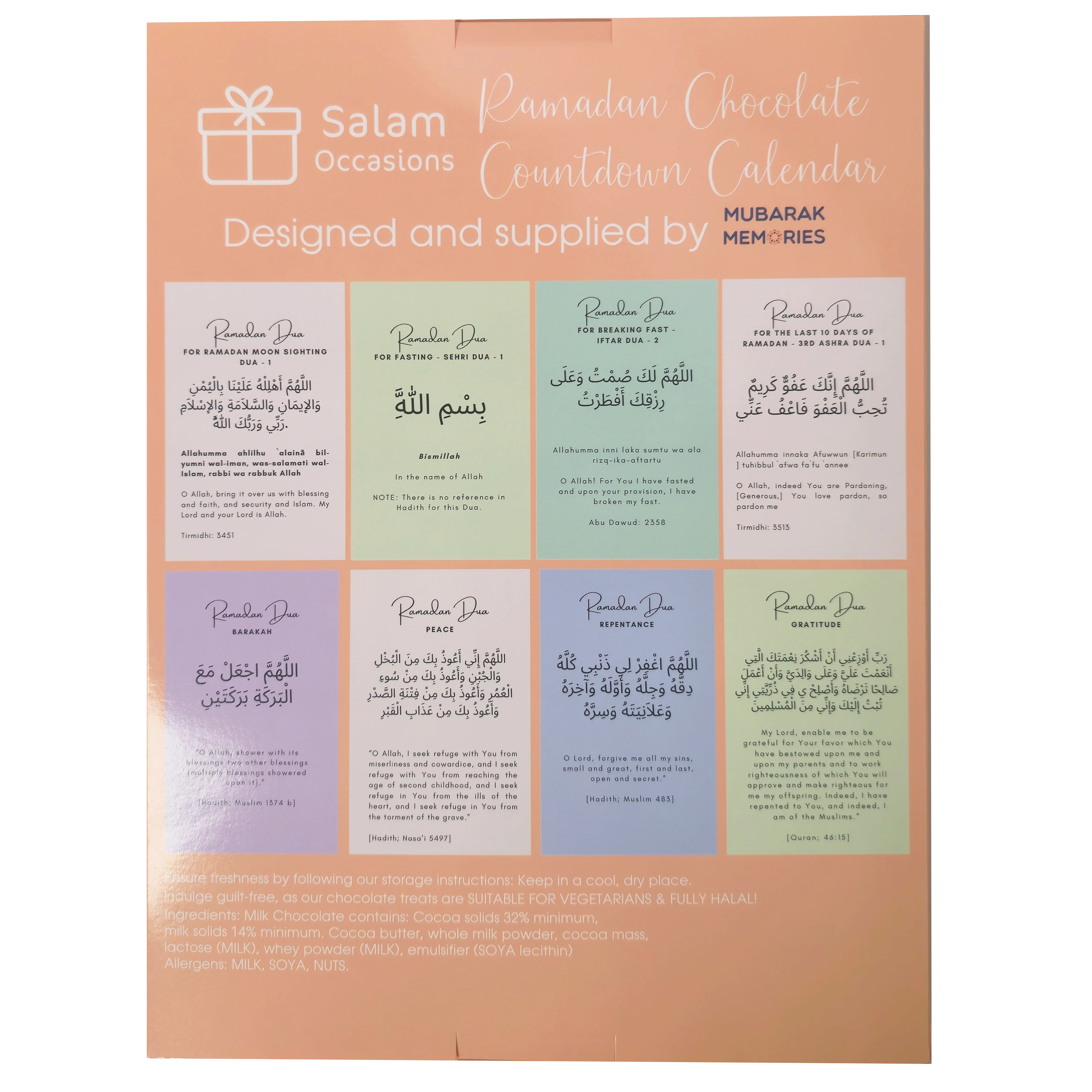 Ramadan Chocolate Advent Countdown Calendar – Beige Watercolour Mosque Design - Image 3