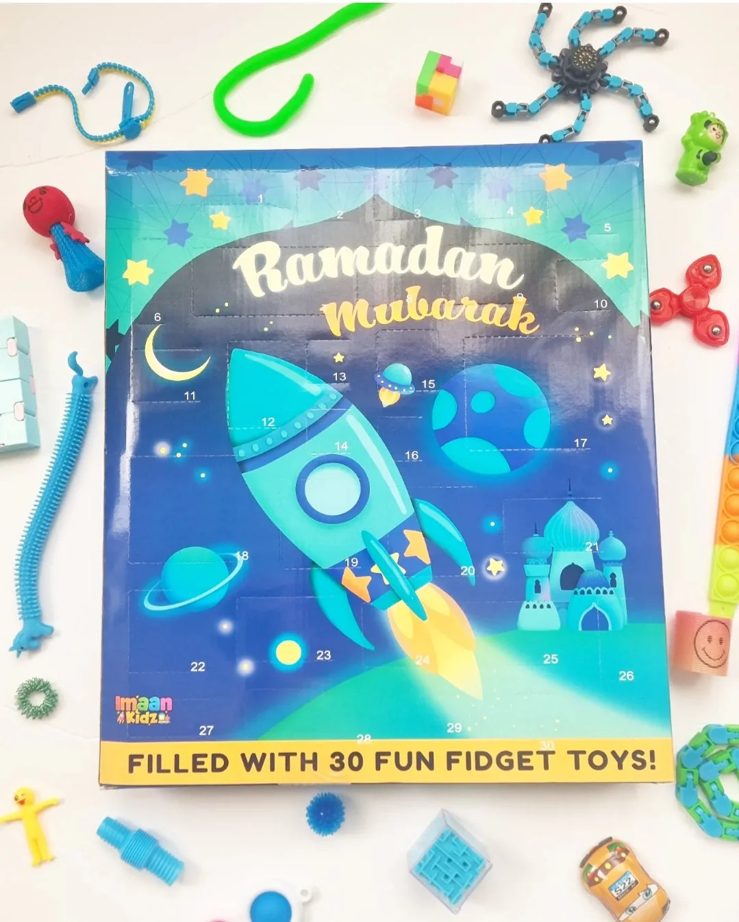 Ramadan Fidget Toy Countdown Calendar (Space Rocket Theme) - Blue - by Imaan Kidz - Image 2