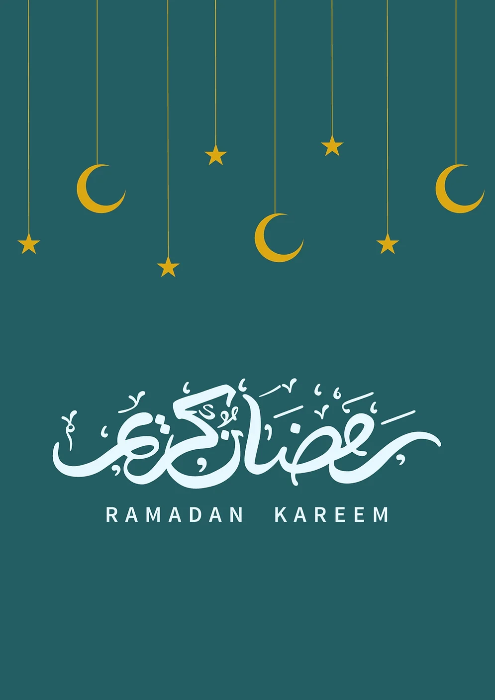 Ramadan Kareem Arabic Moon And Stars Card