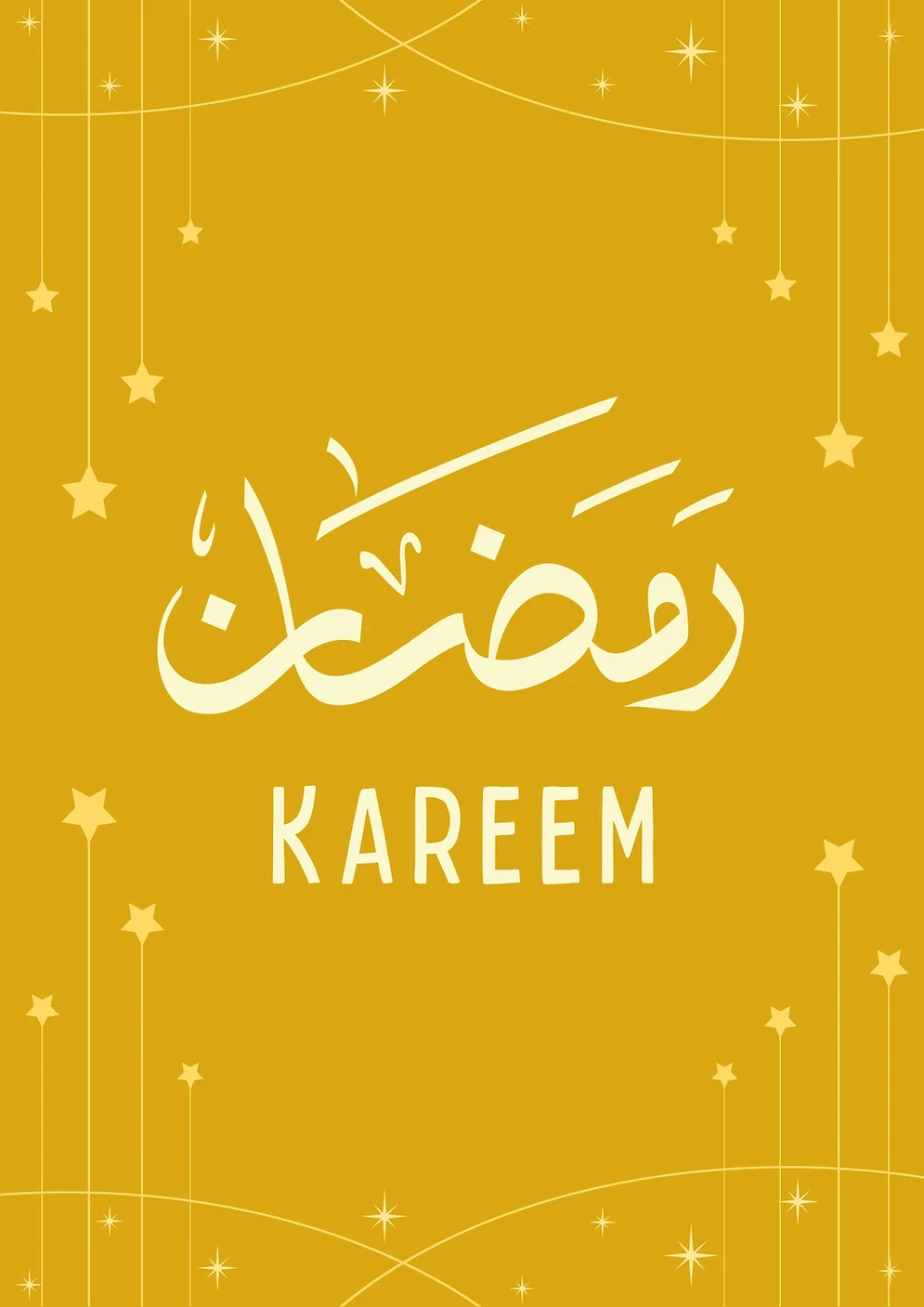 Ramadan Kareem Arabic Yellow Stars Card