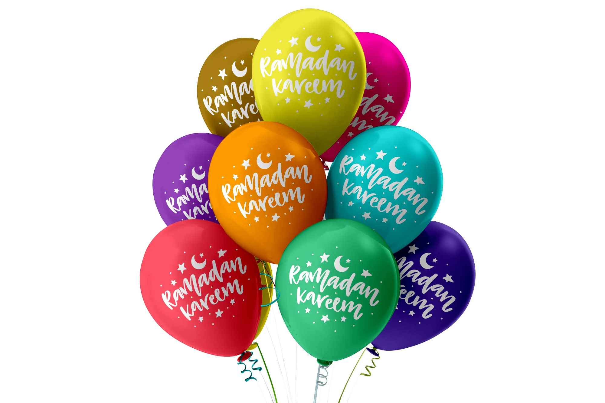 Ramadan Kareem Balloons - Moon & Star - Multicolour
