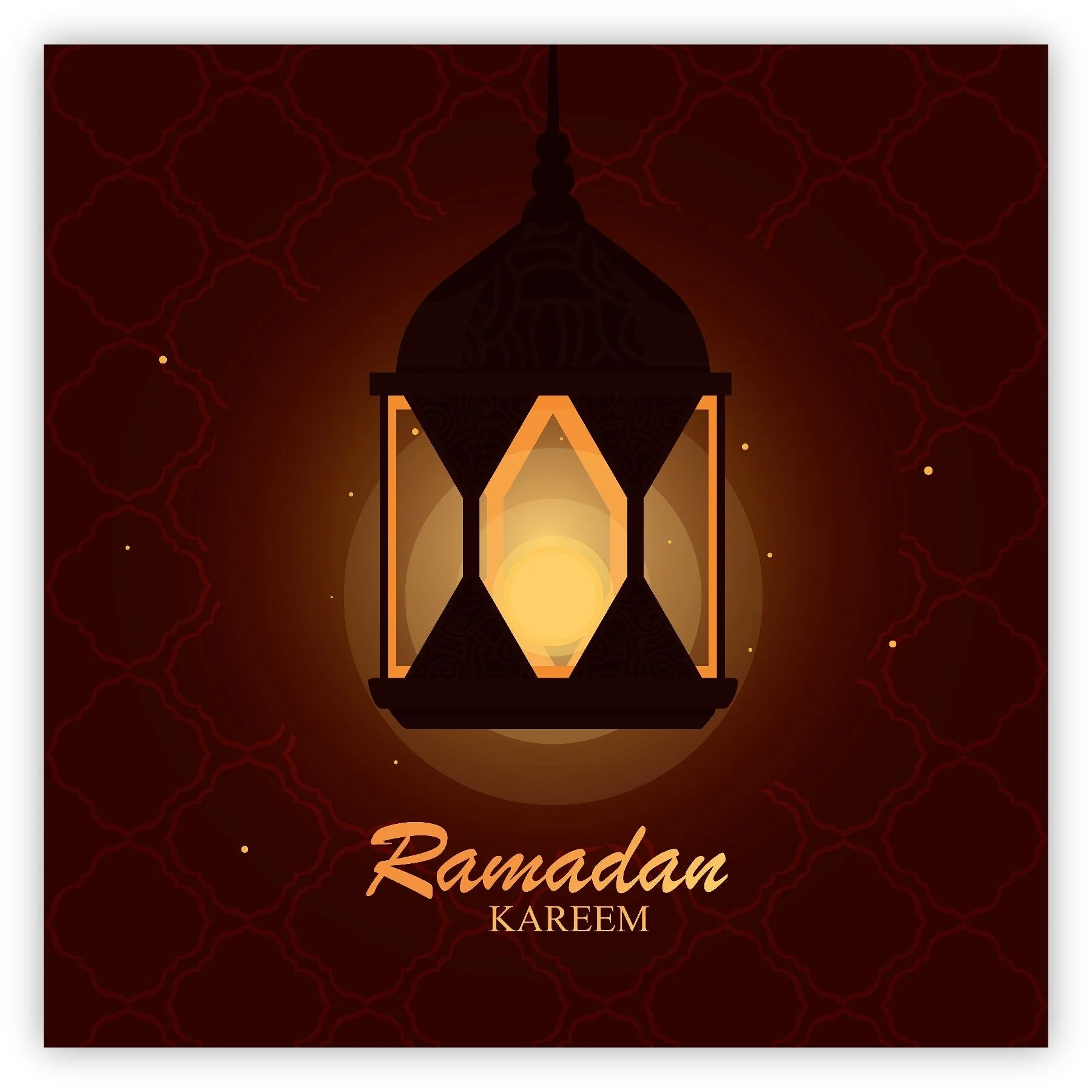 Ramadan Kareem Card - Red & Gold Hanging Lantern
