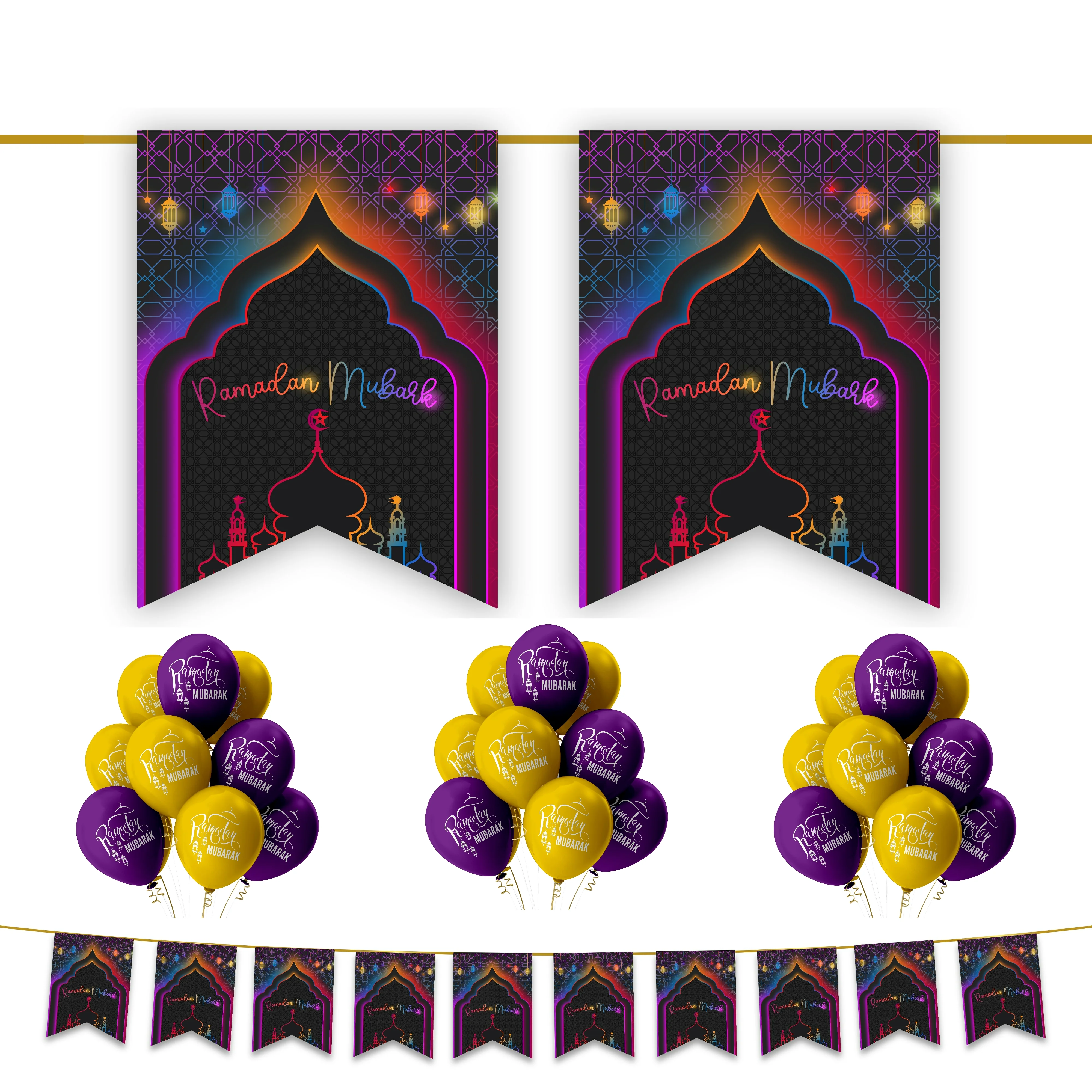 Ramadan Mubarak 20 pc Decoration Set - Neon