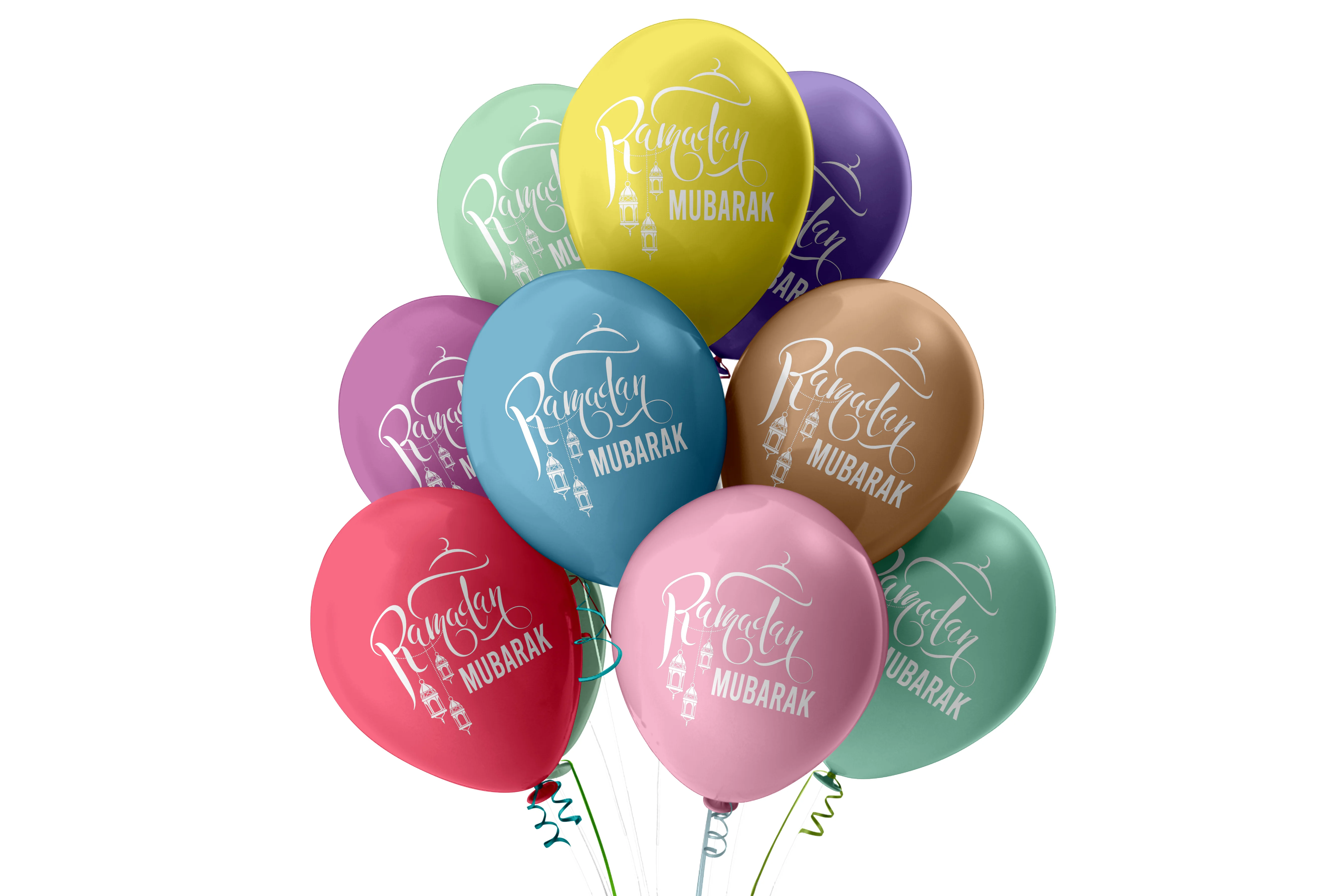 Ramadan Mubarak Balloons - Domes & Lanterns - Pastel