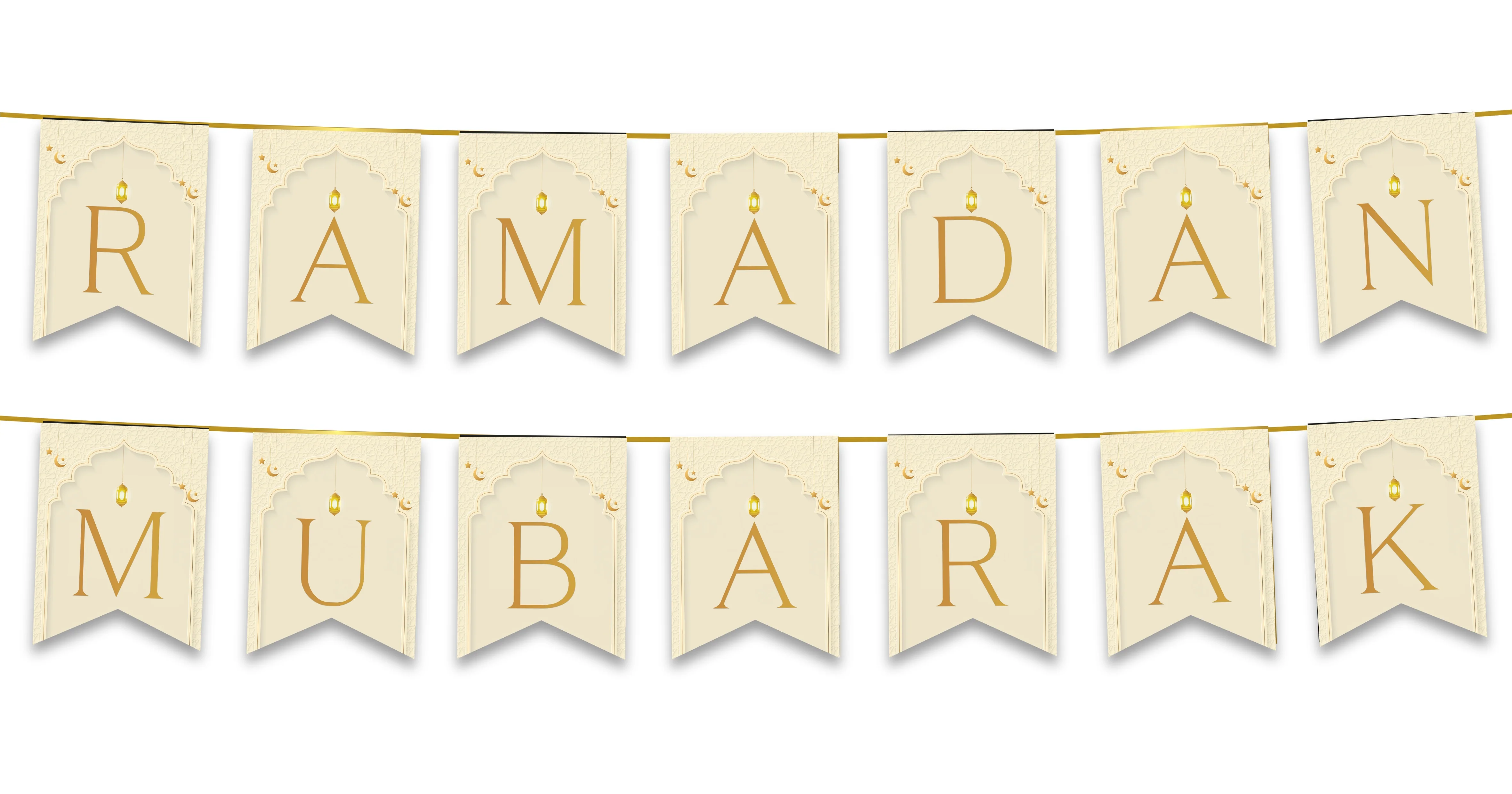 Ramadan Mubarak Bunting - Neutral natural beige Letters Flags Decoration