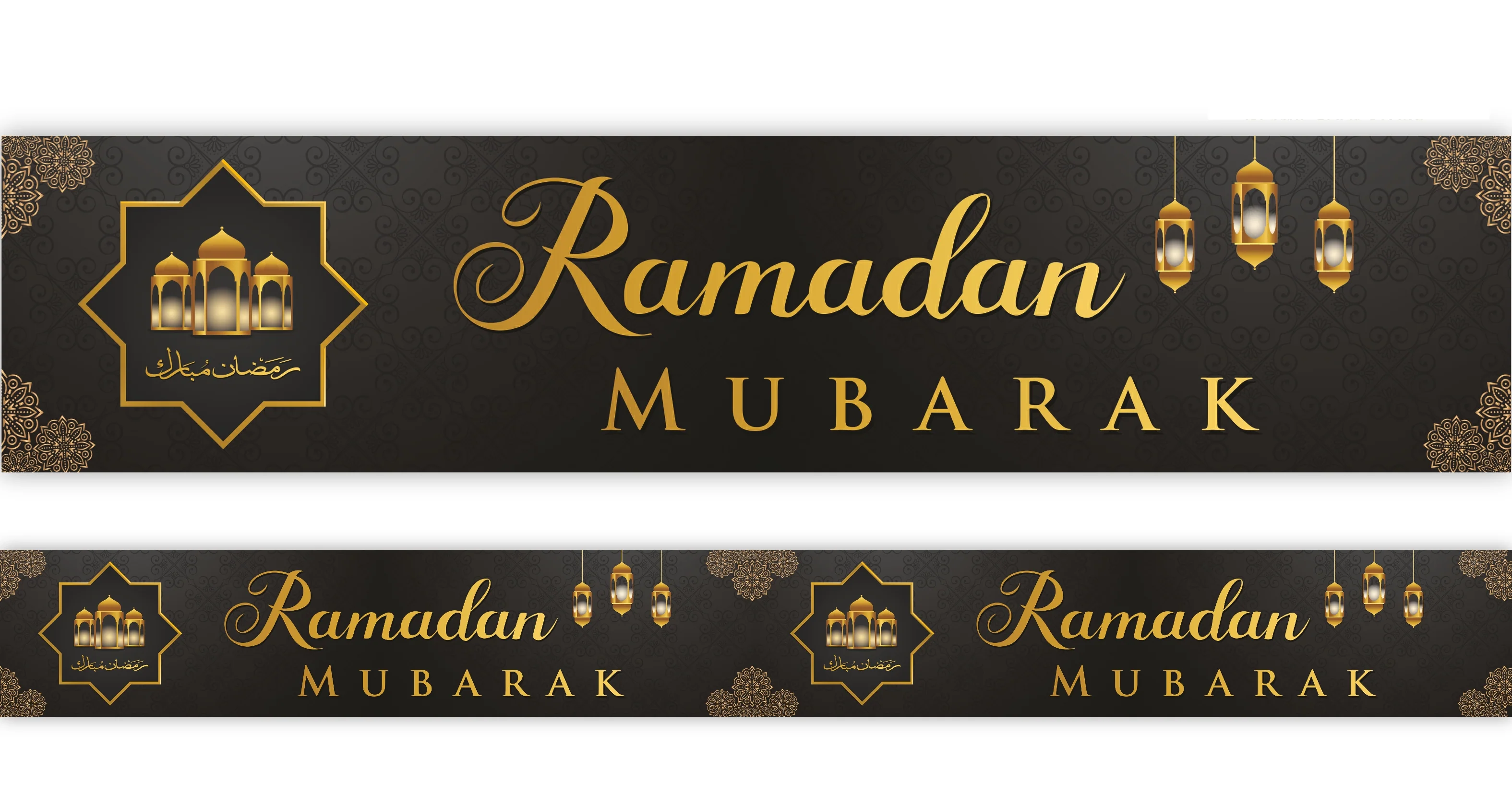 RAMADAN Mubarak Decoration Set - Black & Gold Lanterns Design (AG20) - Image 3
