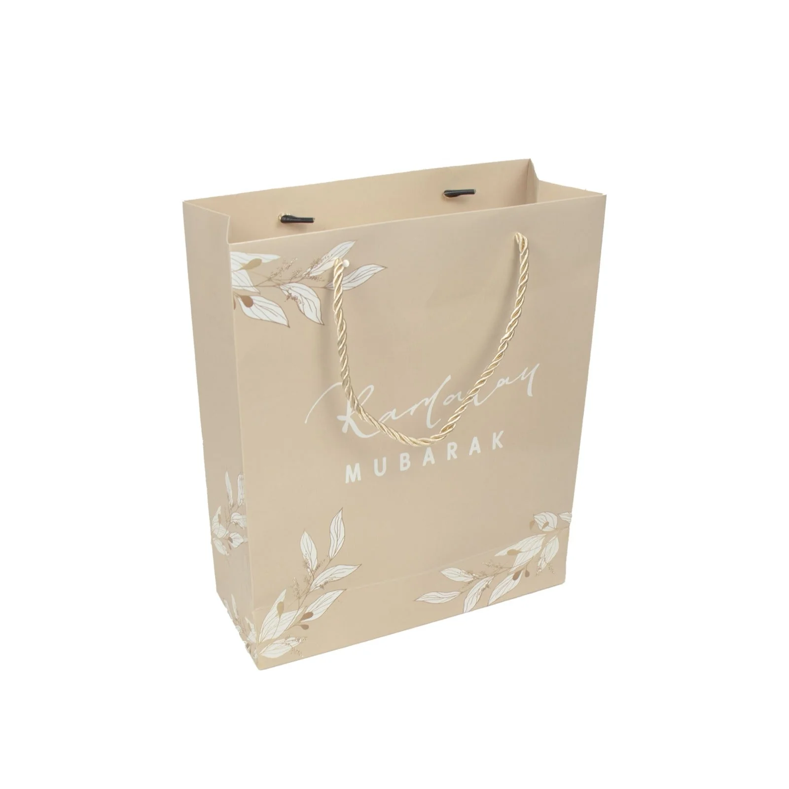 Ramadan Mubarak Gift Bag – Neutral Cream Gold Foil Islamic Packaging (1pc) - Image 4