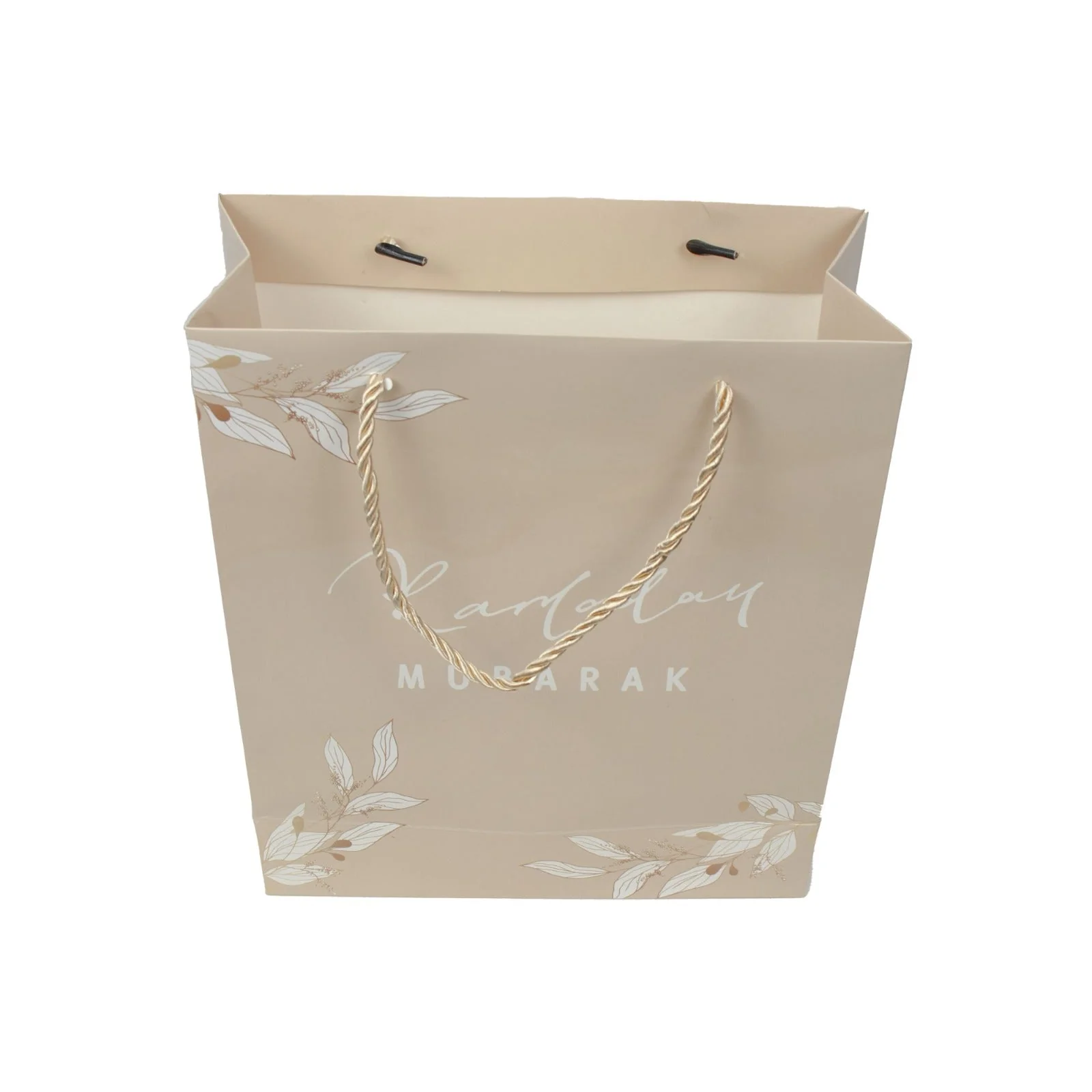 Ramadan Mubarak Gift Bag – Neutral Cream Gold Foil Islamic Packaging (1pc) - Image 6
