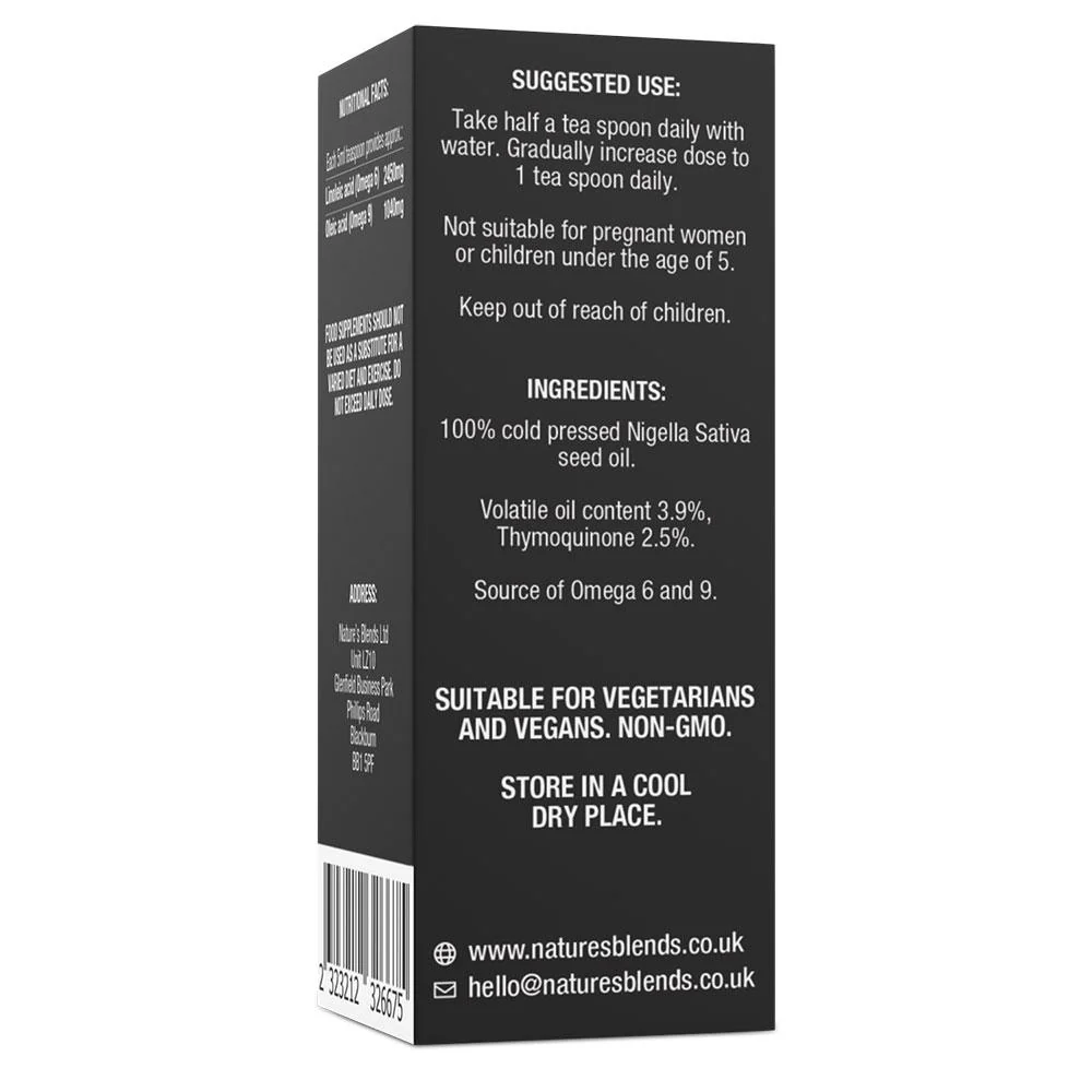 Raw Virgin Ethiopian Black Seed Oil (100ml) - Nature's Blends - Image 3