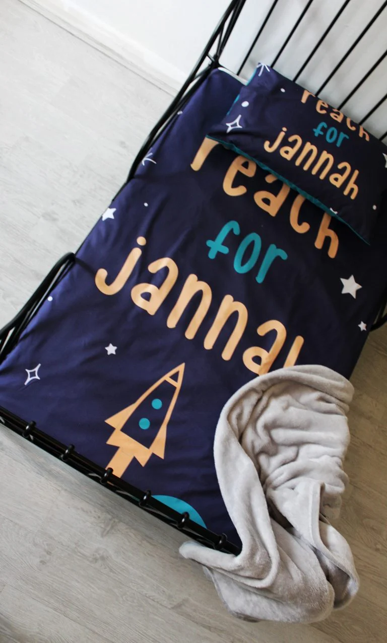 Reach for Jannah Bedding - Blue (Cotbed Size) - Image 2