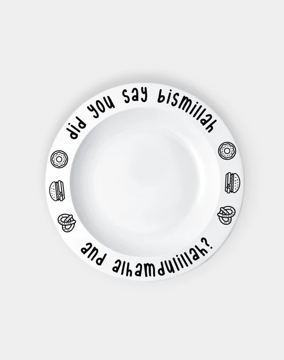‘Did You Say Bismillah and Alhumdulillah?’ Plate, Bowl & Tumbler Set - Image 4