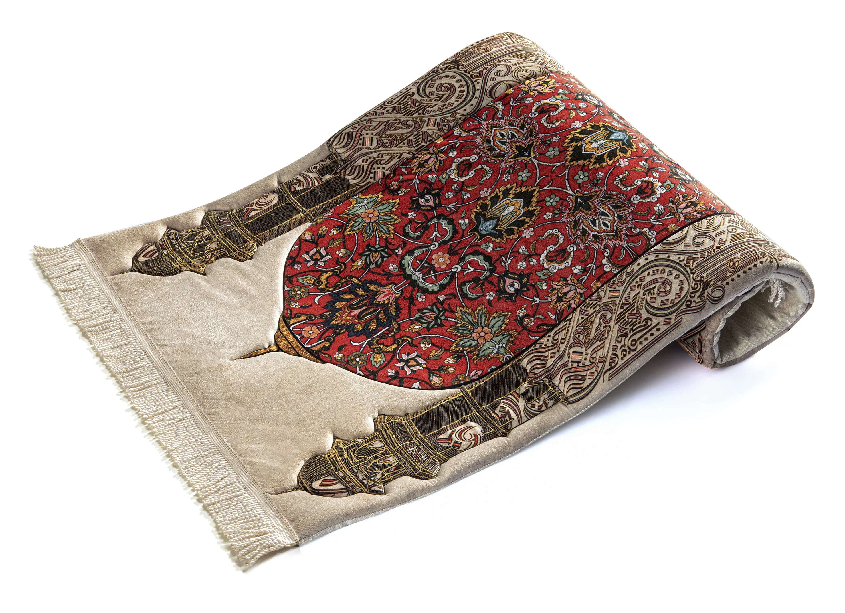 Reddish Flory Premium Padded Prayer Mat - Urban Rugs® - Image 2