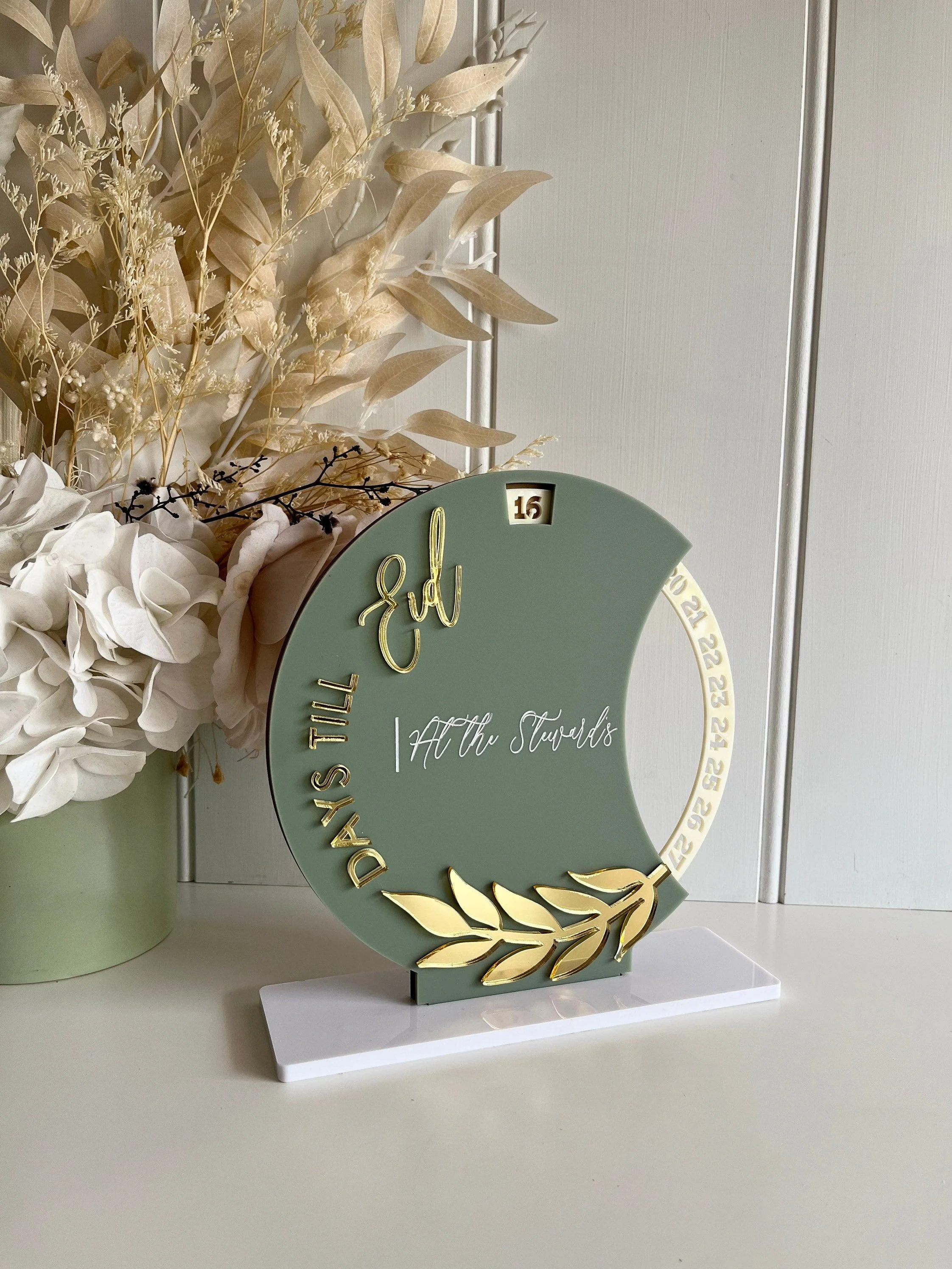 Sage Green & Gold Eid Mubarak Countdown Tabletop Decoration
