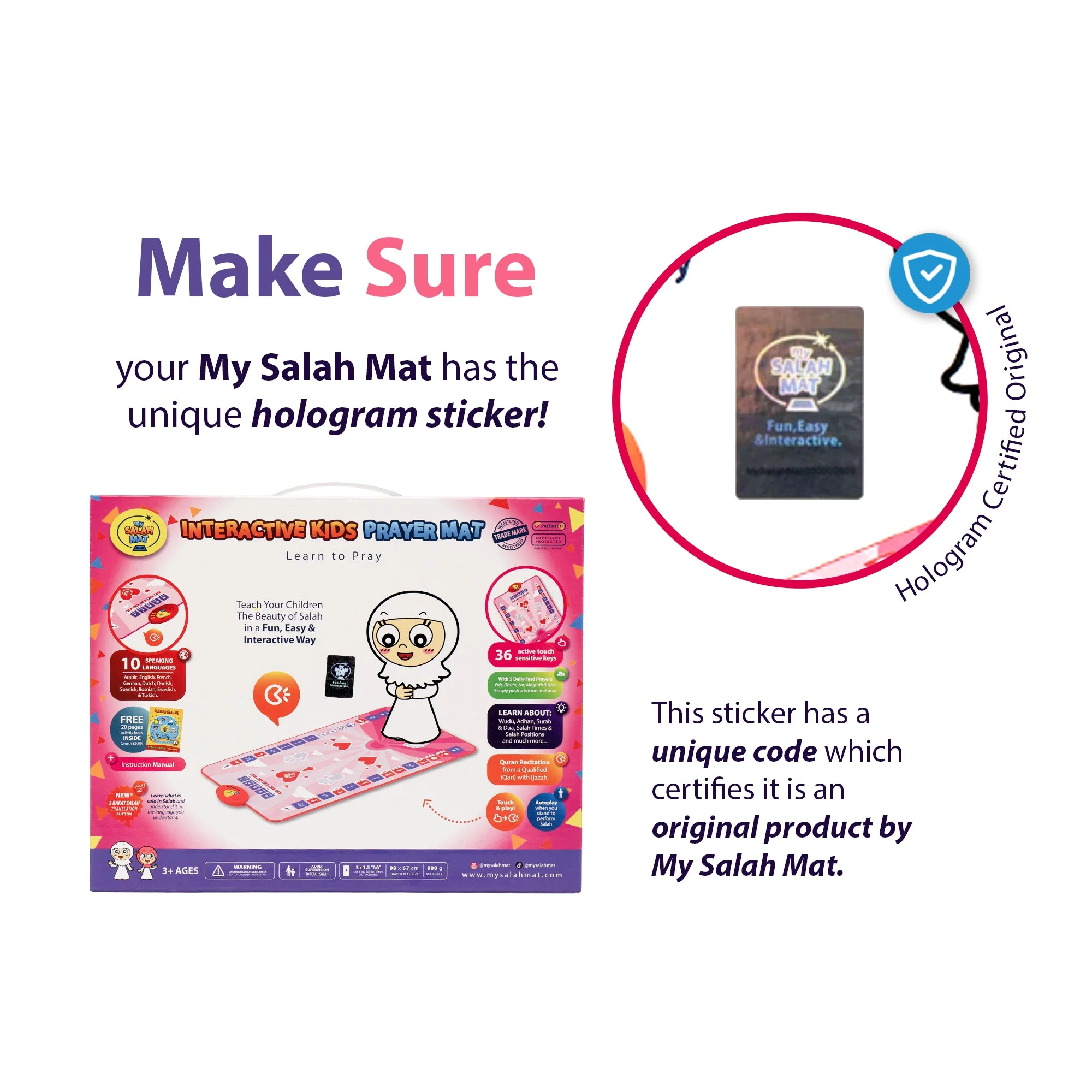 My Salah Mat - Smart Interactive Kids Prayer Mat - Pink - Image 13