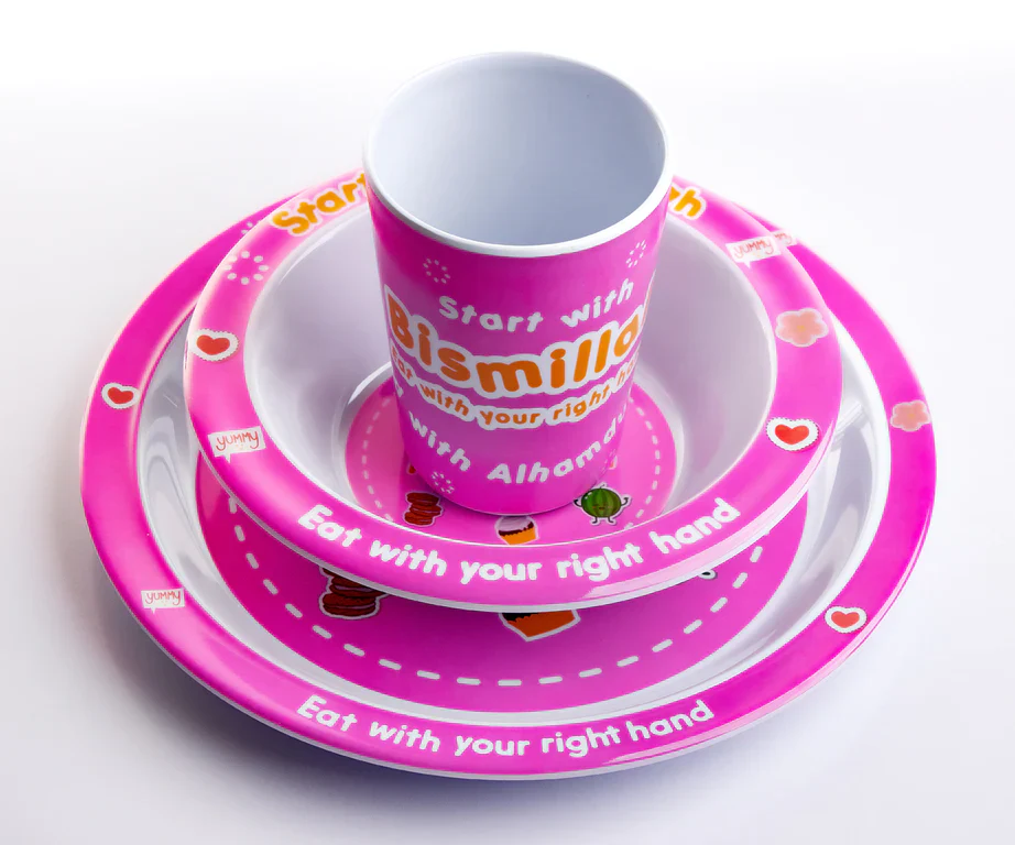 Start with Bismillah Tableware Set - Pink - Image 2