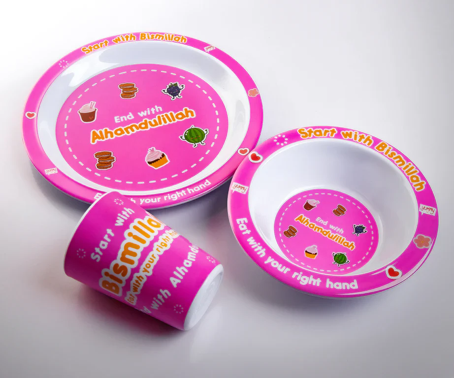 Start with Bismillah Tableware Set - Pink - Image 3