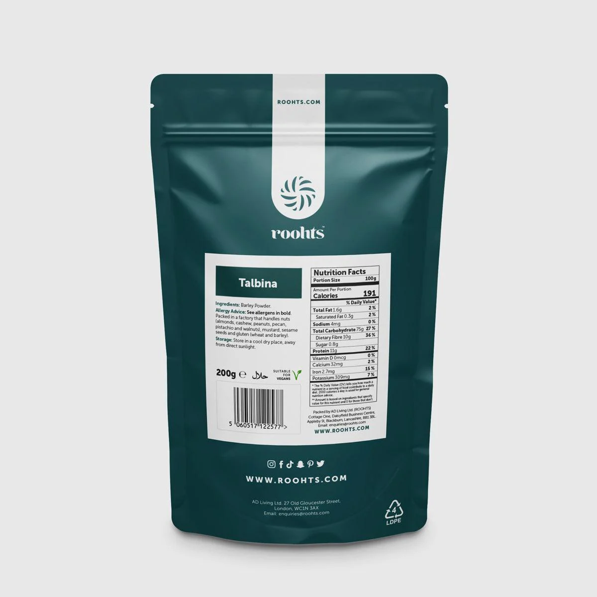 Talbina (Barley Flour) Porridge - Cocoa - 200g - by Roohts - Image 4