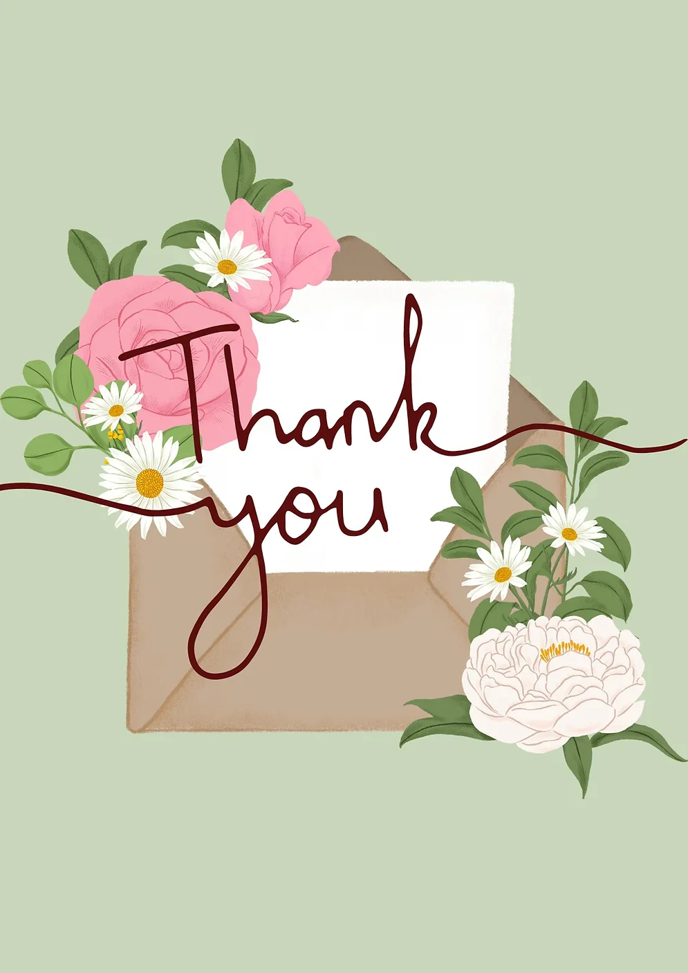 Thank You Floral Envelope Card
