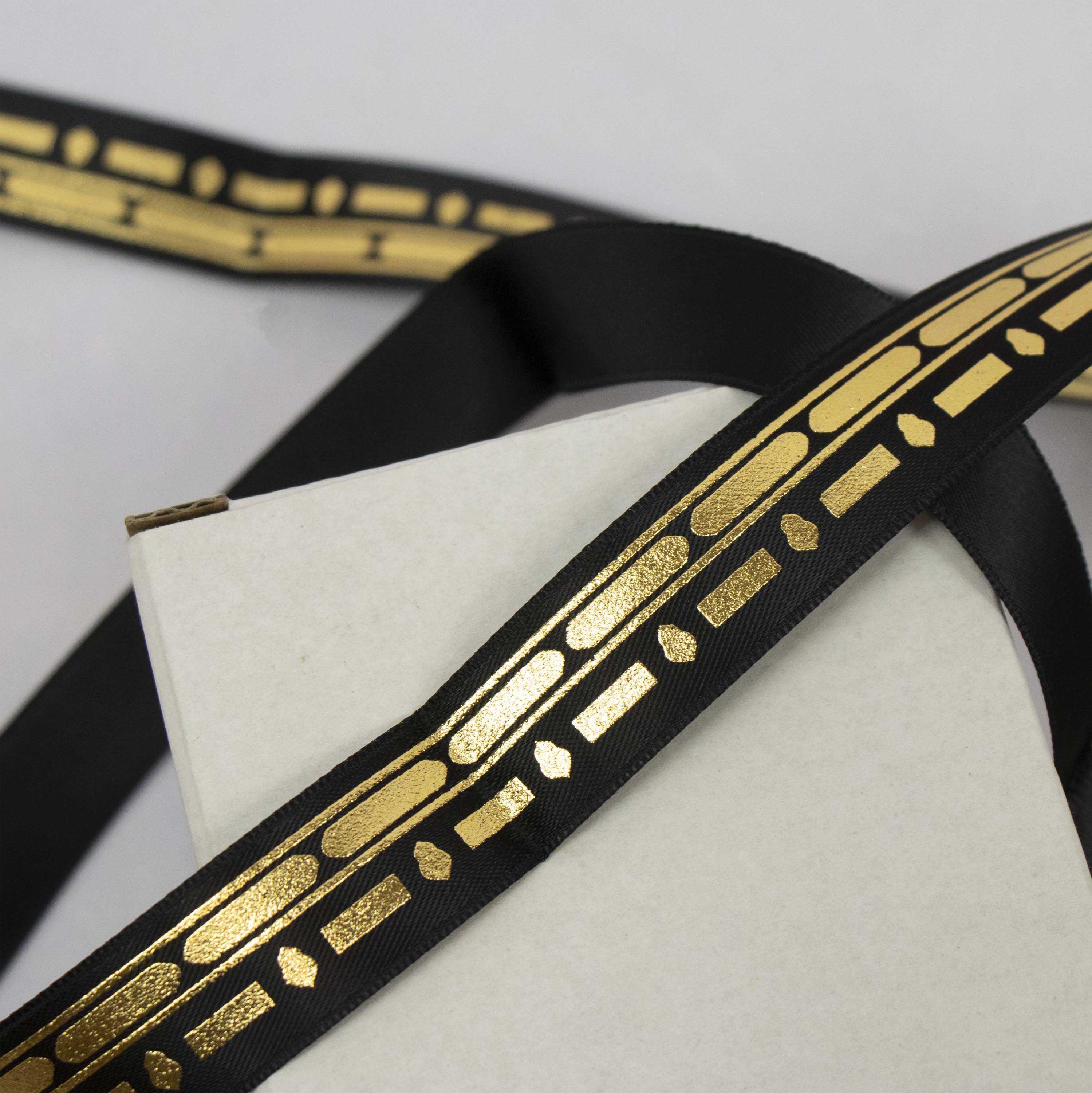 Umrah Kaaba Theme Gold Foil Satin Gift Ribbon - Image 7
