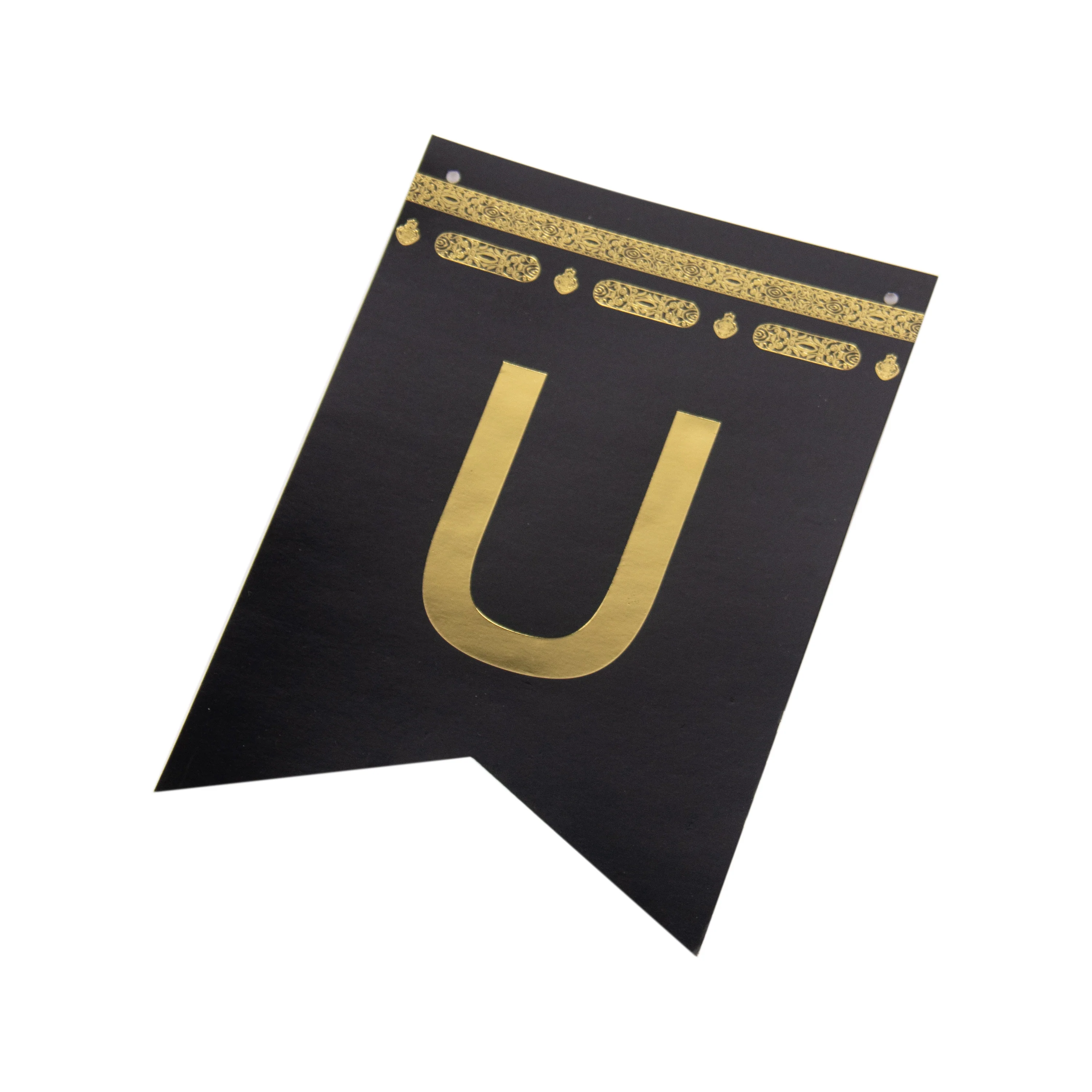 Umrah Mubarak Bunting - Black & Gold Foiled Letters Bunting