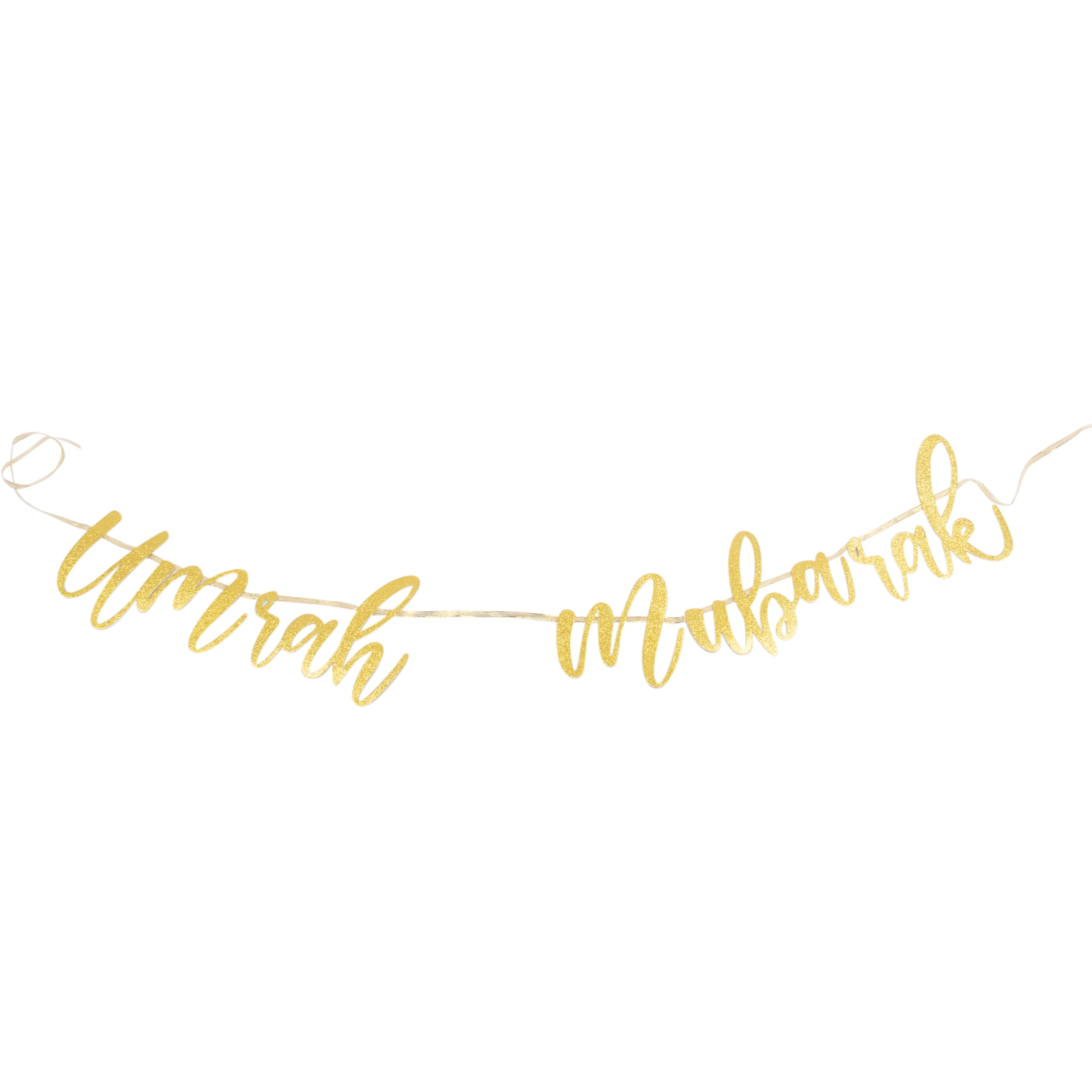 Umrah Mubarak Bunting - Gold Glitter Cut-Out Bunting - Image 3