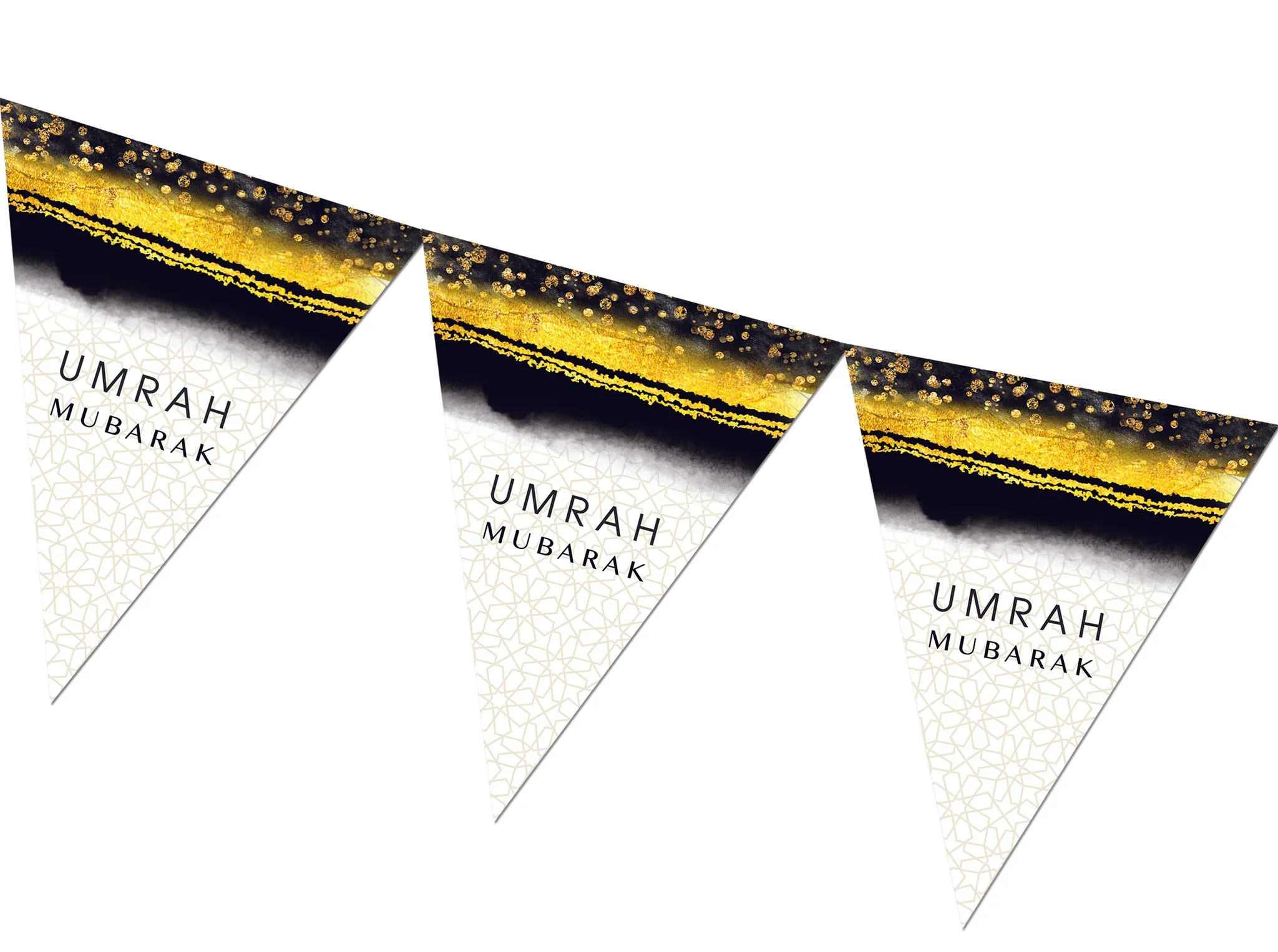 Umrah Mubarak Bunting - Black & Gold - FUB 04