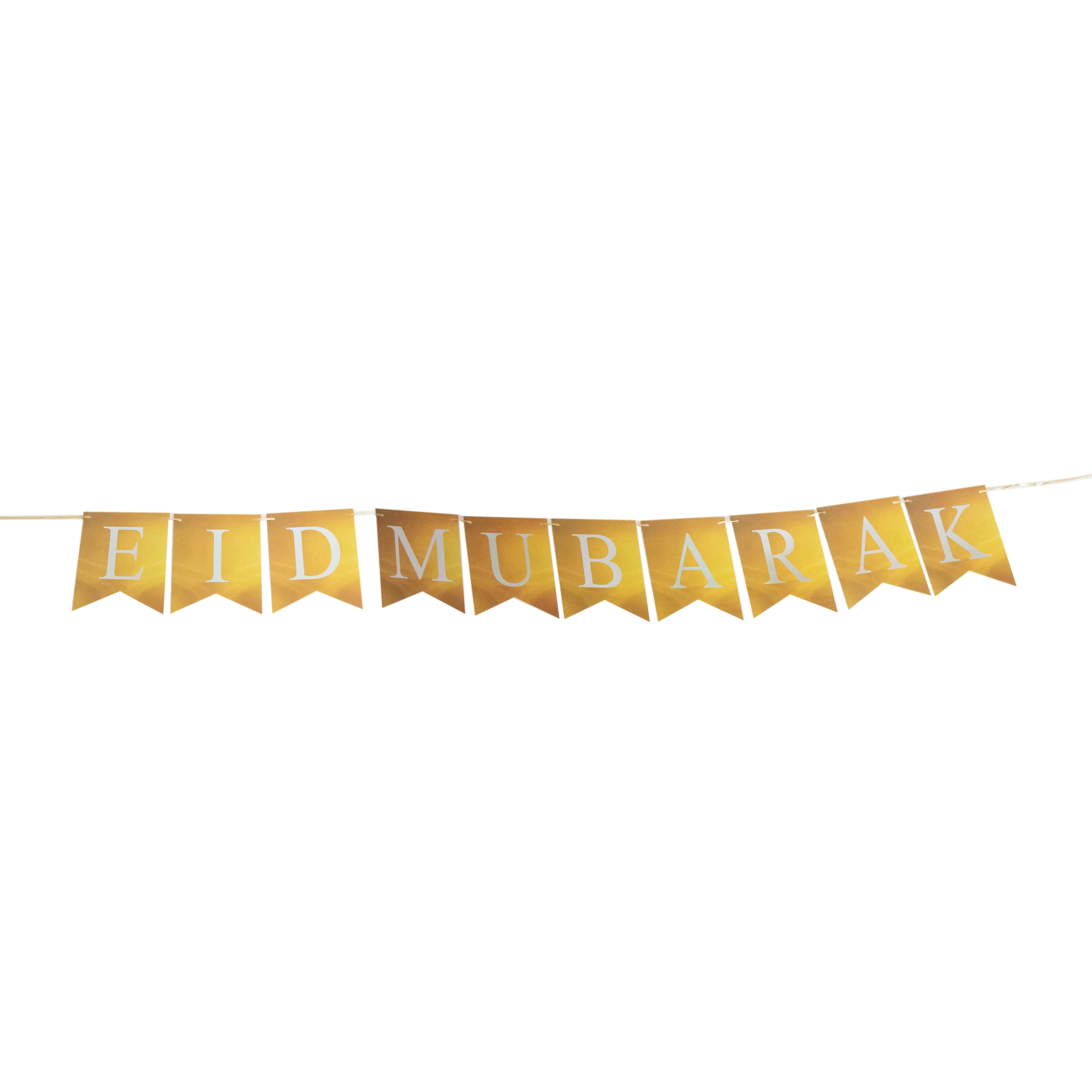 White and Gold Eid Mubarak Paper Banner - Image 2