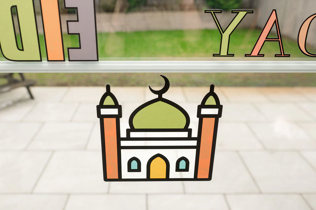Window Static Cling Stickers - EID MUBARAK - Black and White Pastels Set - Image 3