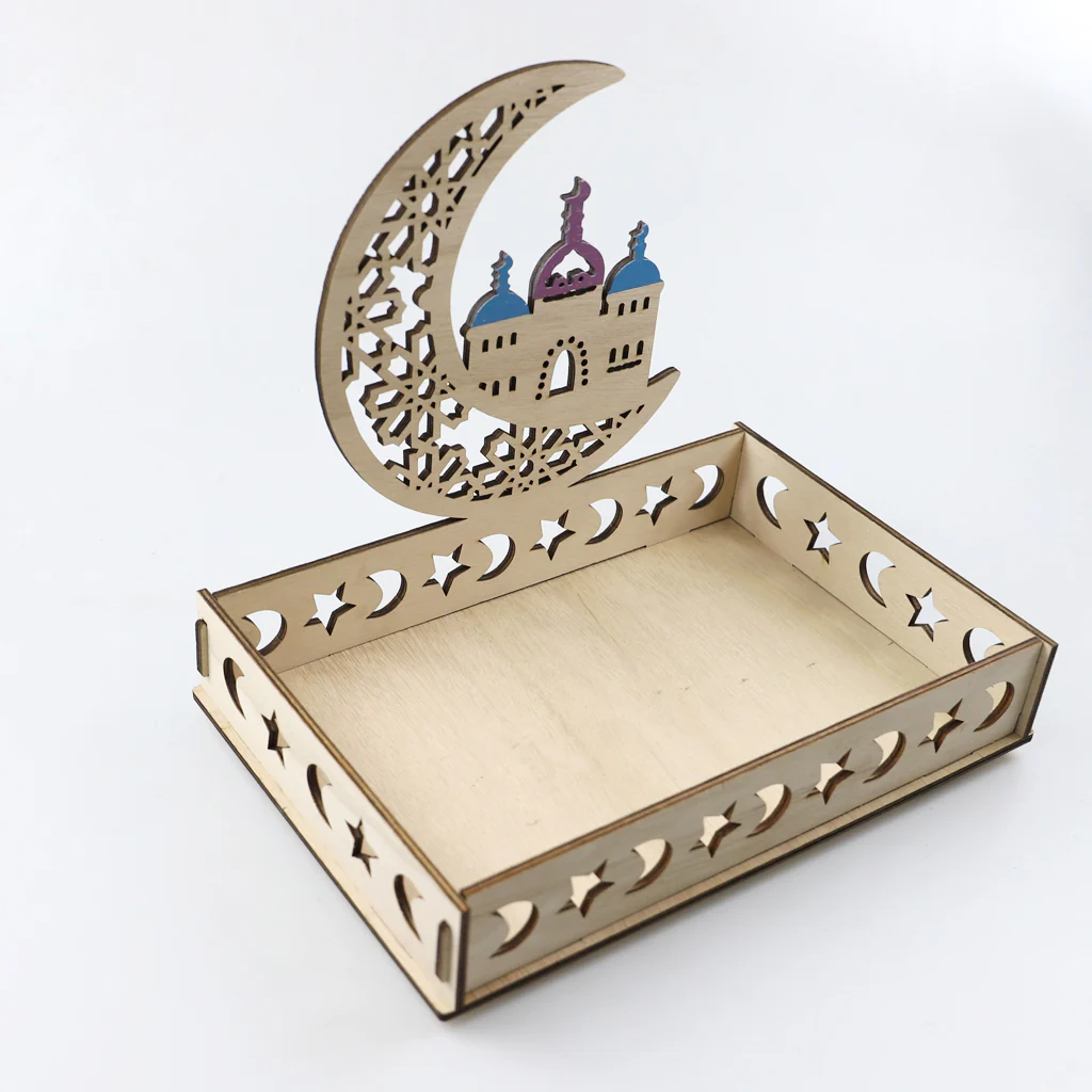 Wooden Craft Tray - Masjid & Crescent Moon - Image 2