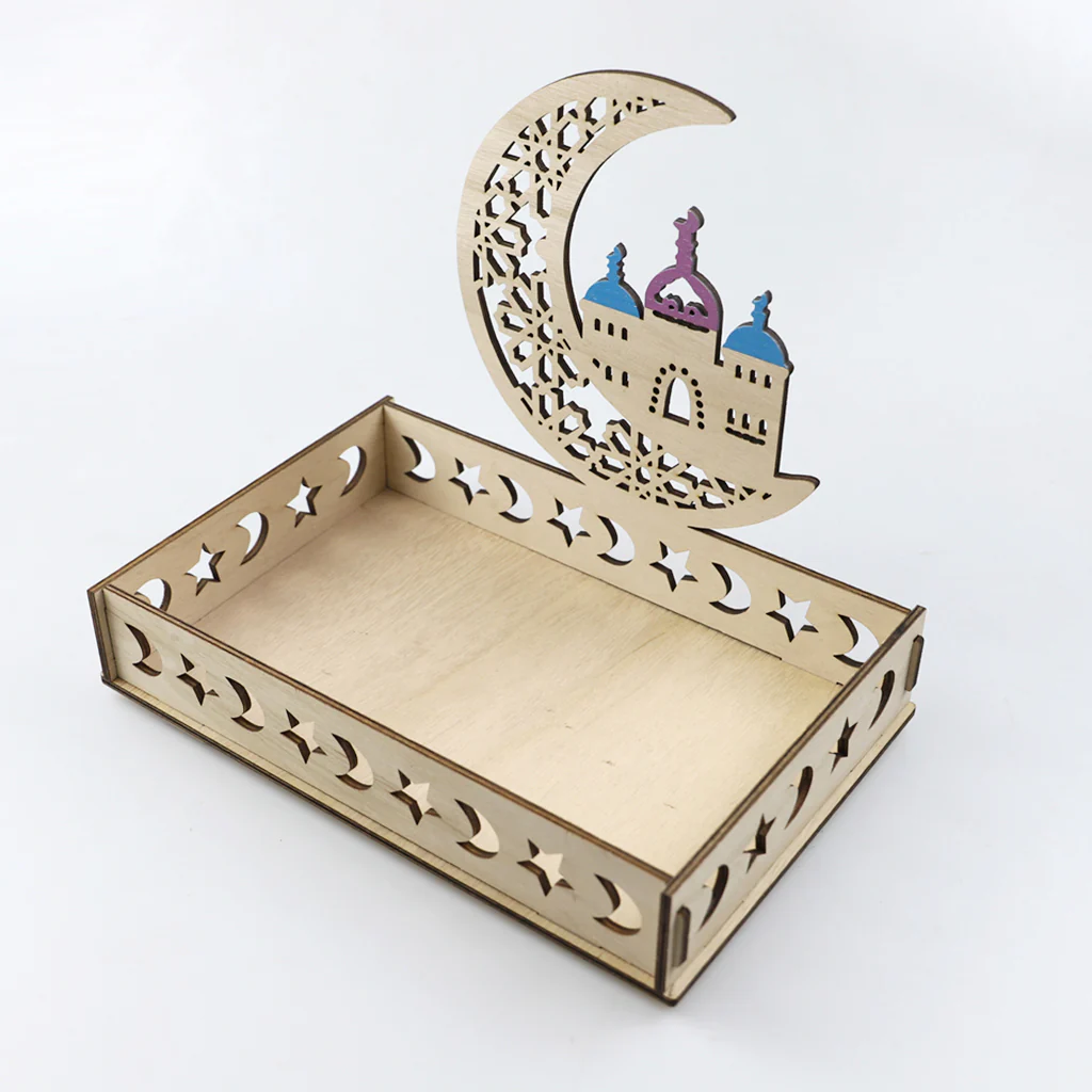 Wooden Craft Tray - Masjid & Crescent Moon - Image 3