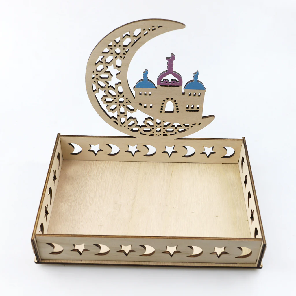 Wooden Craft Tray - Masjid & Crescent Moon - Image 4