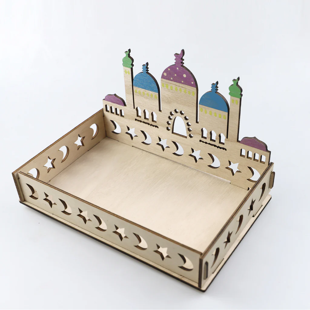 Wooden Craft Tray - Masjid, Moon & Stars - Image 3