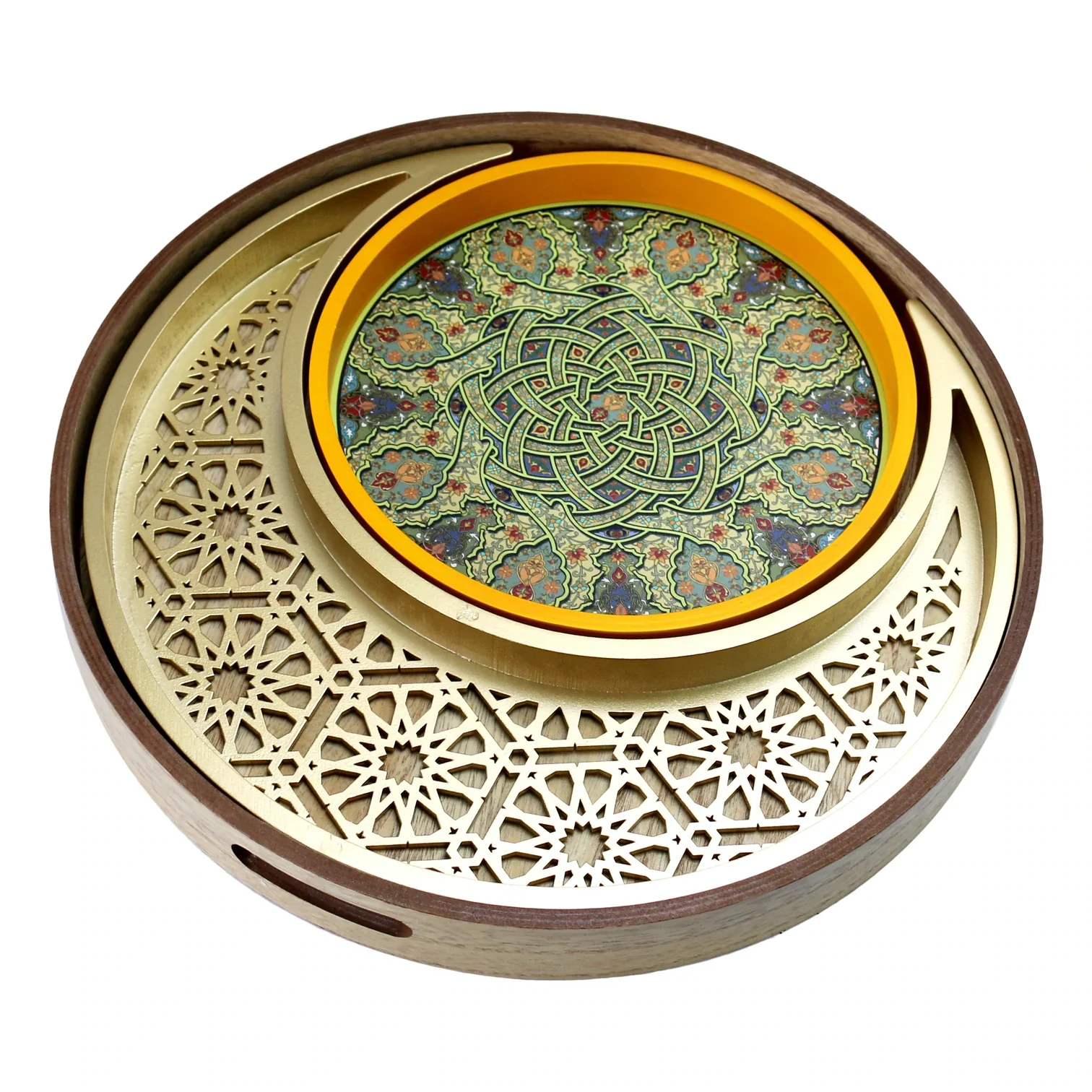 Wooden Twin Section Eid & Ramadan Food Serving Tray