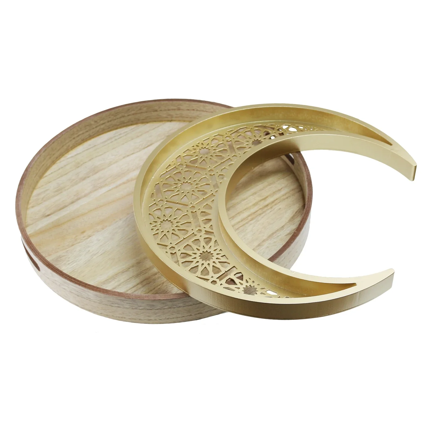 Wooden Twin Section Eid & Ramadan Food Serving Tray - Image 3